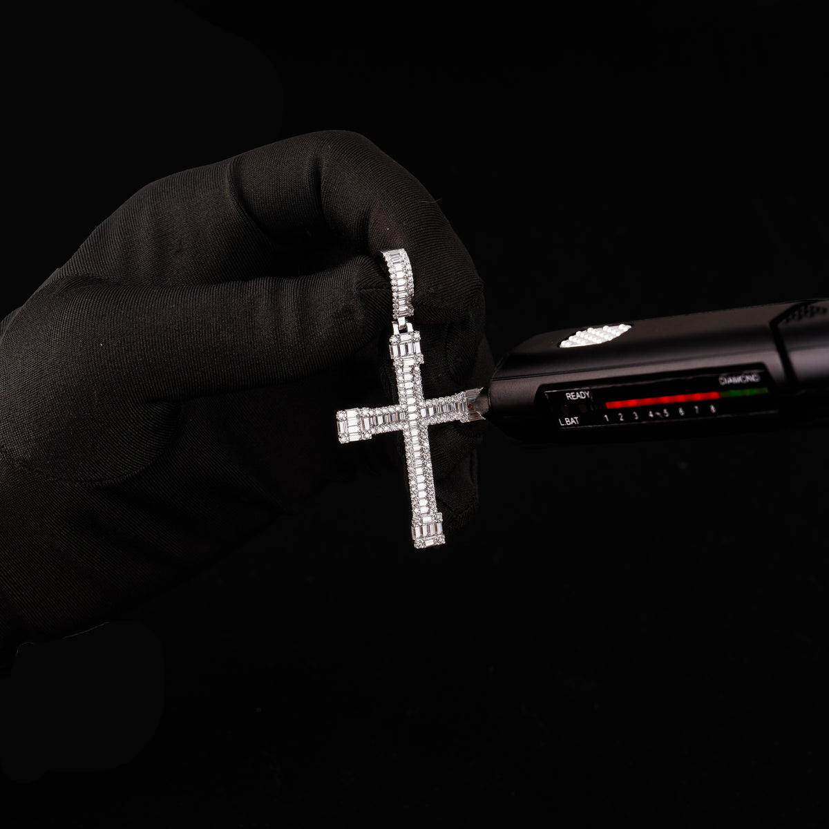 Iced Out Baguette Cross Pendant – Moissanite Hip Hop Necklace Charm – alternate product view 8