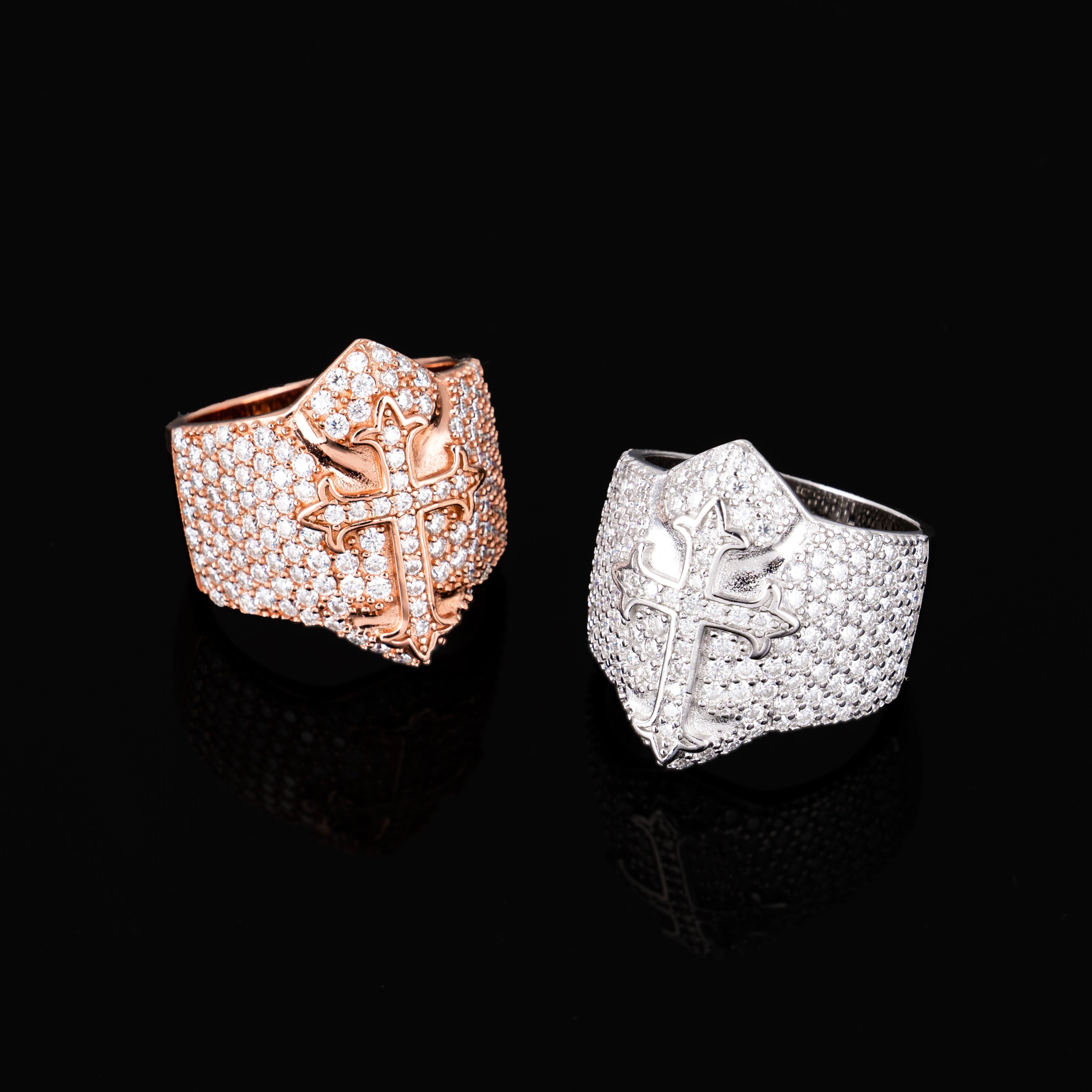 Moissanite Cross Ring Iced Out Hip Hop Statement Ring for Men Women by Sommarnox