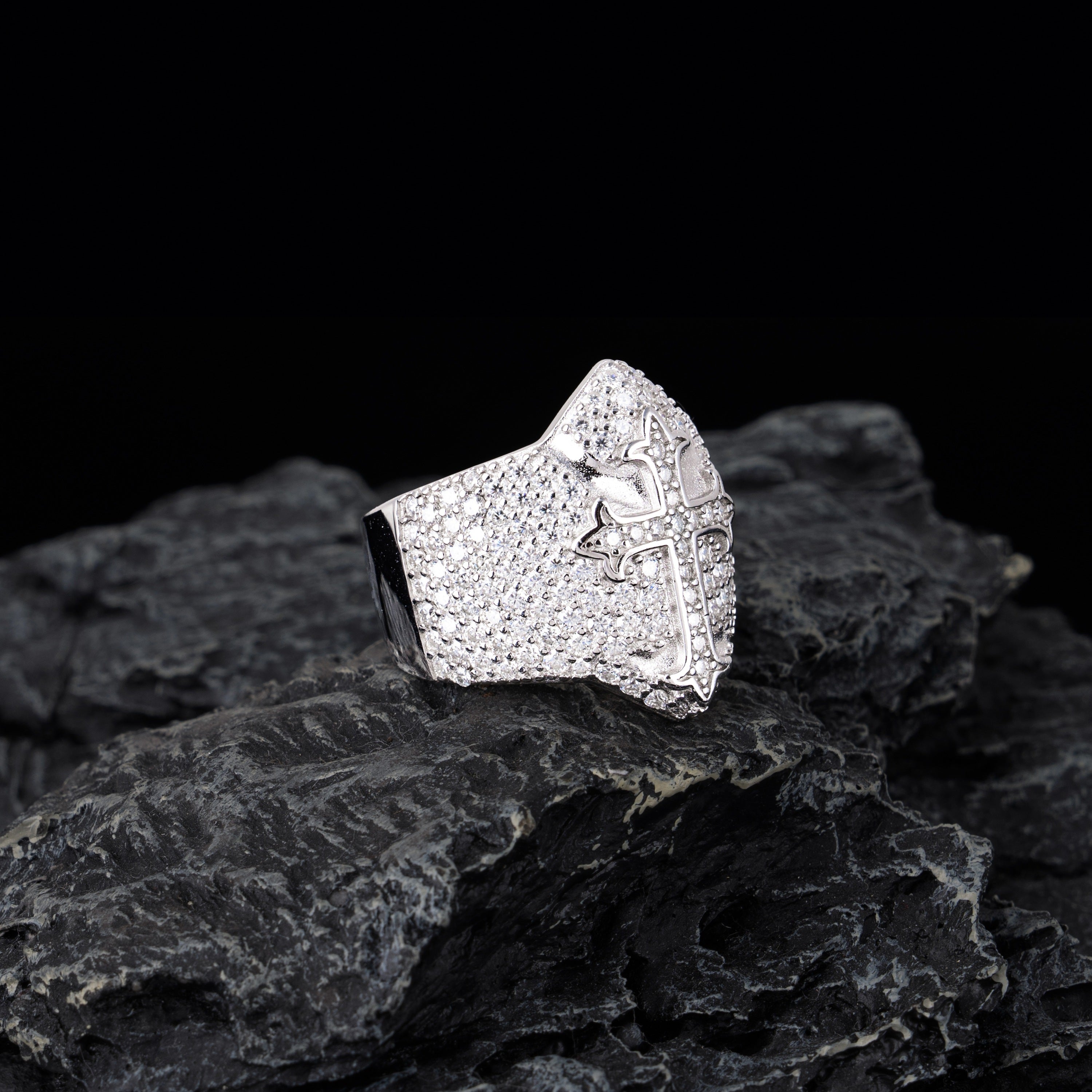 Moissanite Cross Ring Iced Out Hip Hop Statement Ring for Men Women – alternate product view 2