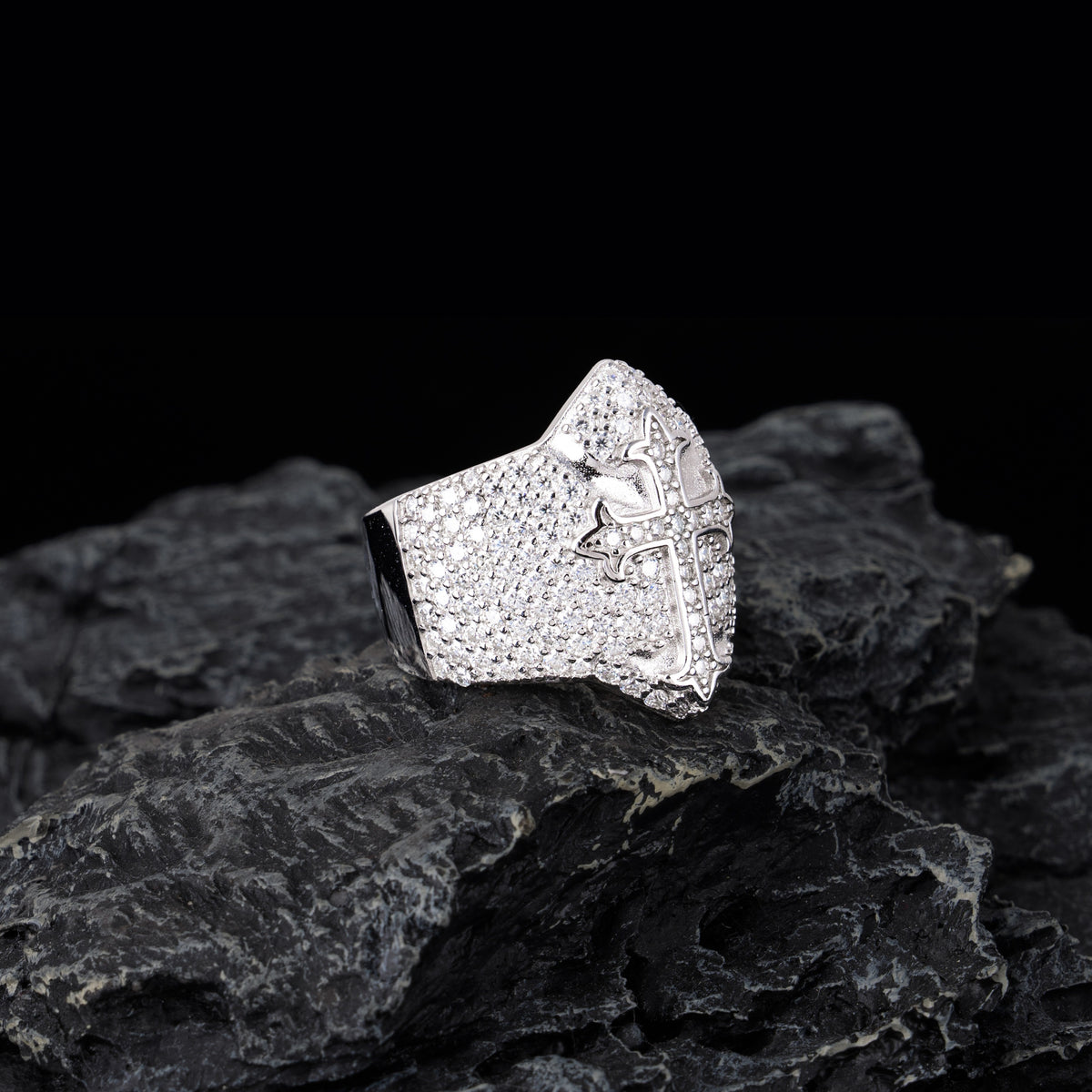 Moissanite Cross Ring Iced Out Hip Hop Statement Ring for Men Women – alternate product view 2