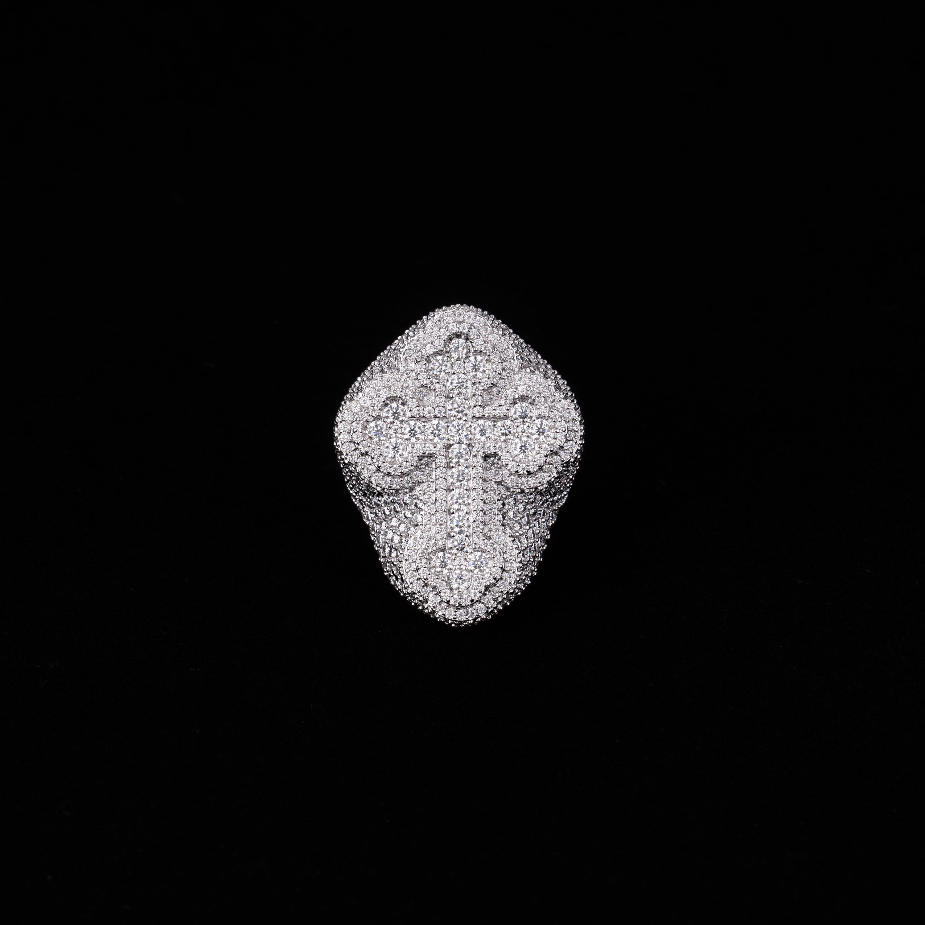 Iced Out Skull Cross Moissanite Ring VVS Half Pavé Statement Ring – alternate product view 4