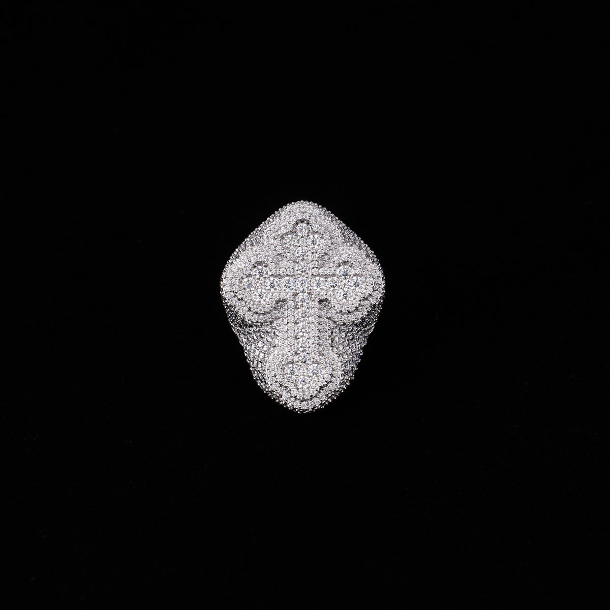 Iced Out Skull Cross Moissanite Ring VVS Half Pavé Statement Ring – alternate product view 4