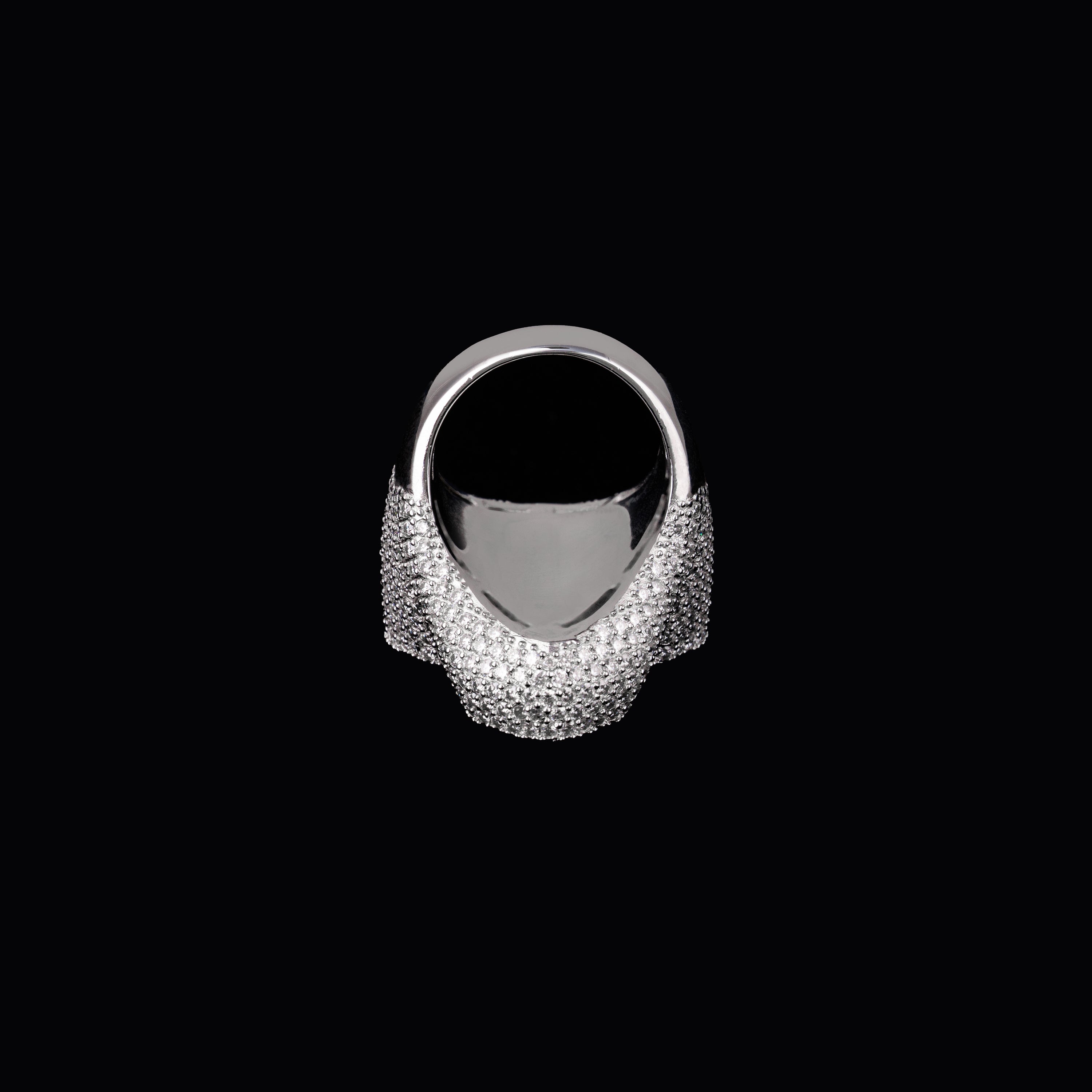 Iced Out Skull Cross Moissanite Ring VVS Half Pavé Statement Ring – alternate product view 5