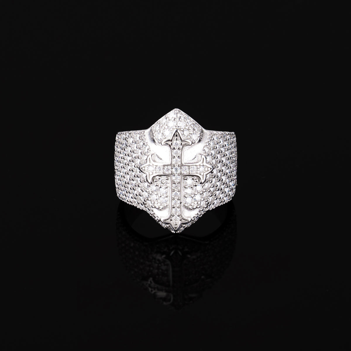 Moissanite Cross Ring Iced Out Hip Hop Statement Ring for Men Women – alternate product view 4