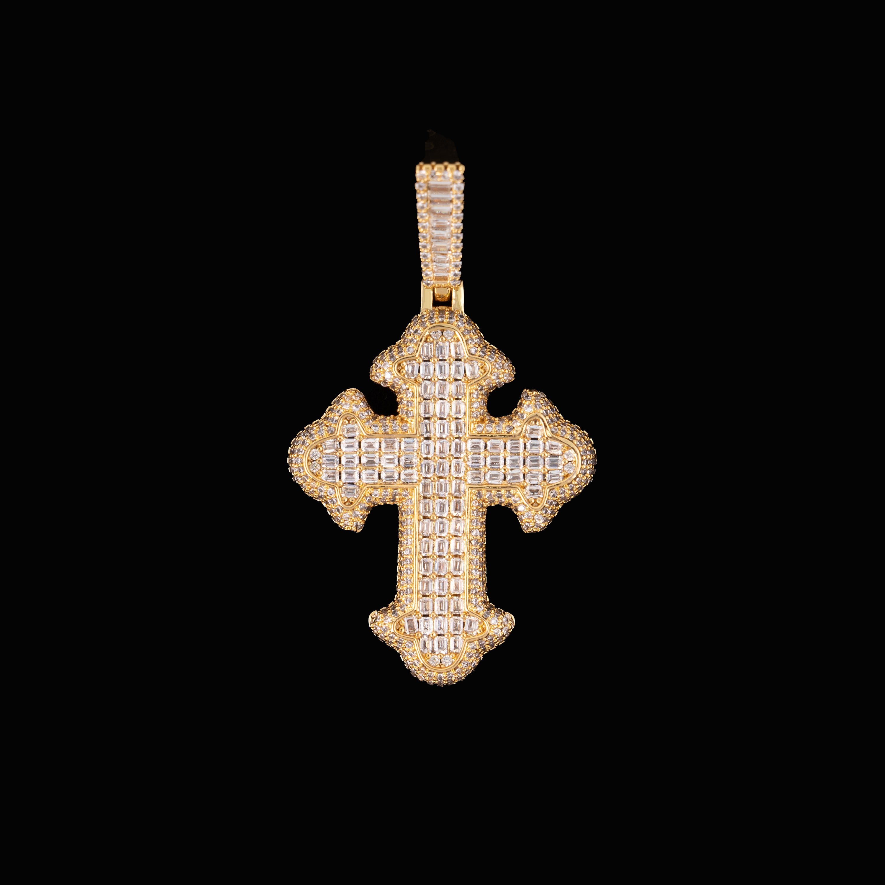 Iced Cross Pendant Baguette & Round Moissanite Fully Flooded Statement Piece – alternate product view 10