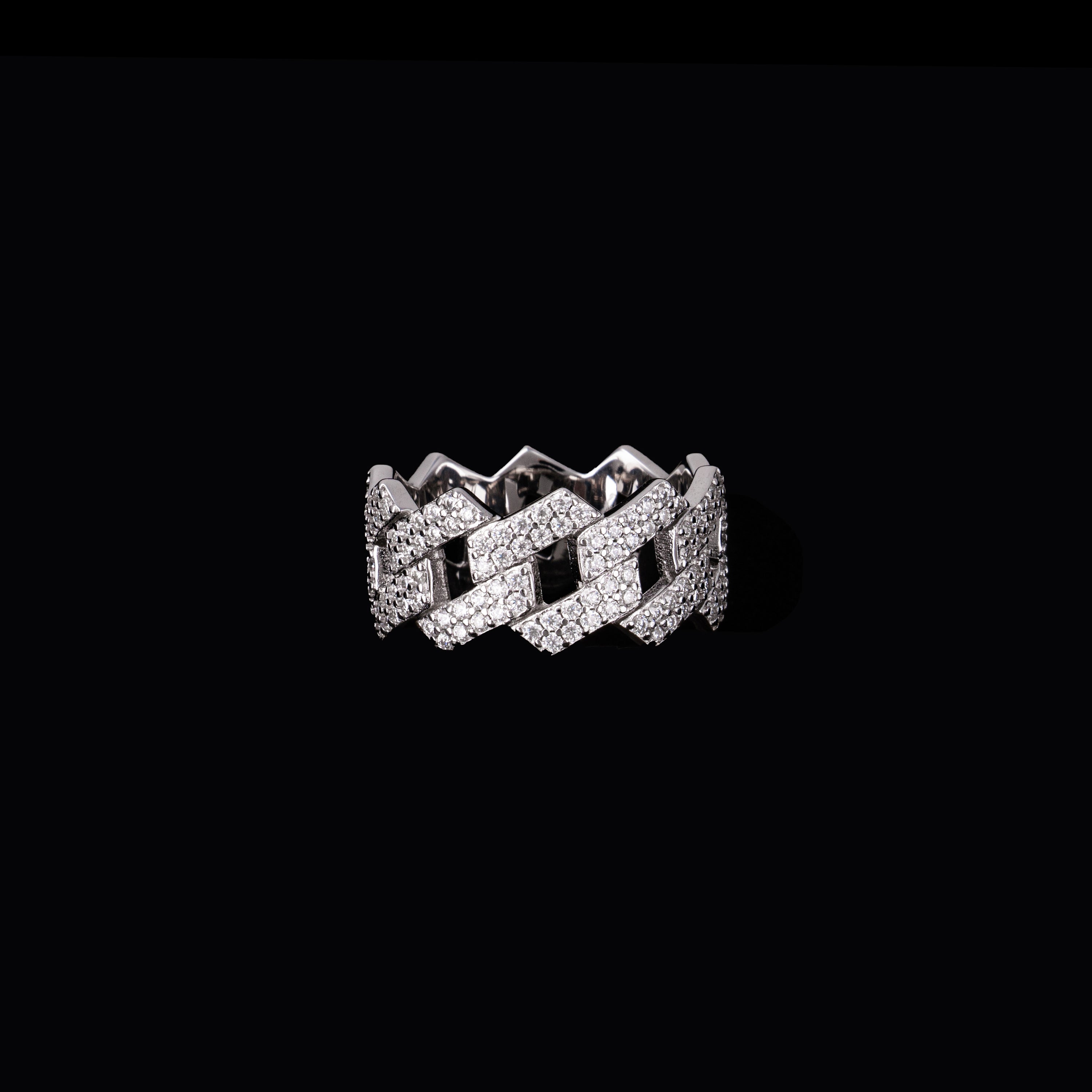 Iced Cuban Link Ring Full Pave Moissanite Band – alternate product view 4