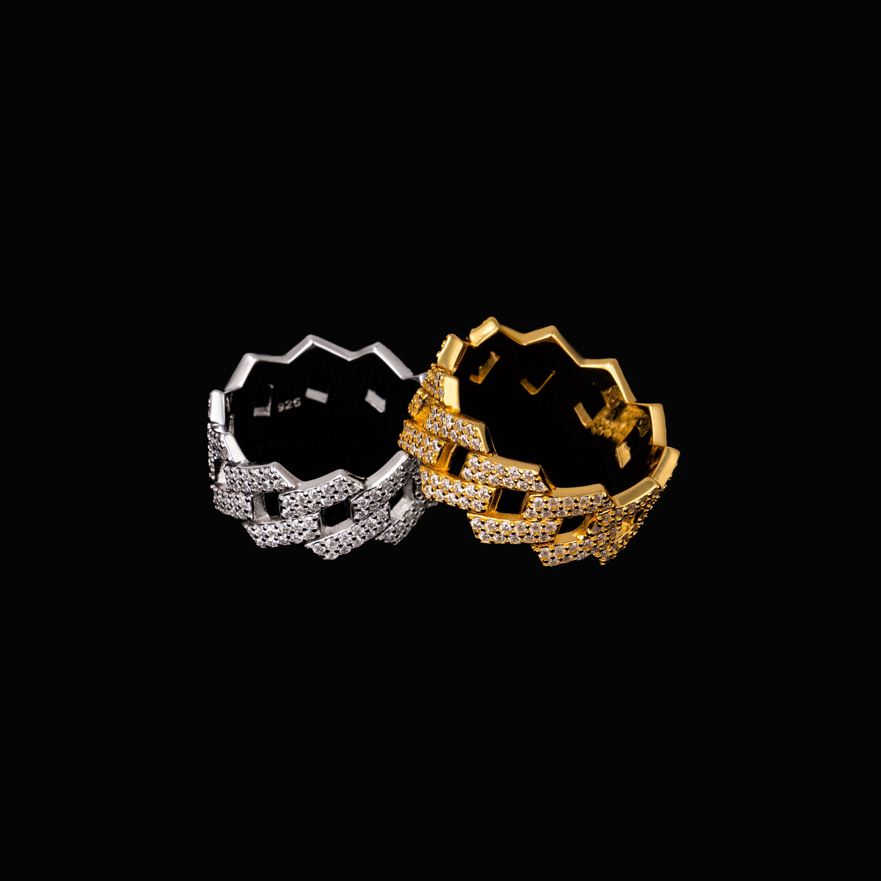 Iced Cuban Link Ring Full Pave Moissanite Band – alternate product view 3