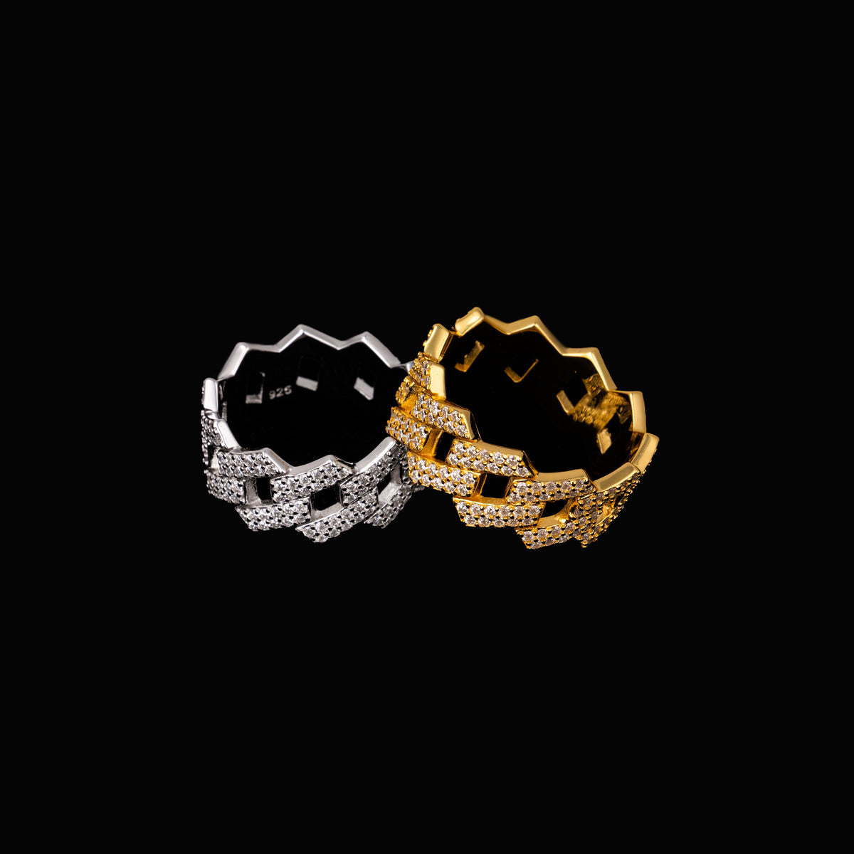 Iced Cuban Link Ring Full Pave Moissanite Band – alternate product view 3
