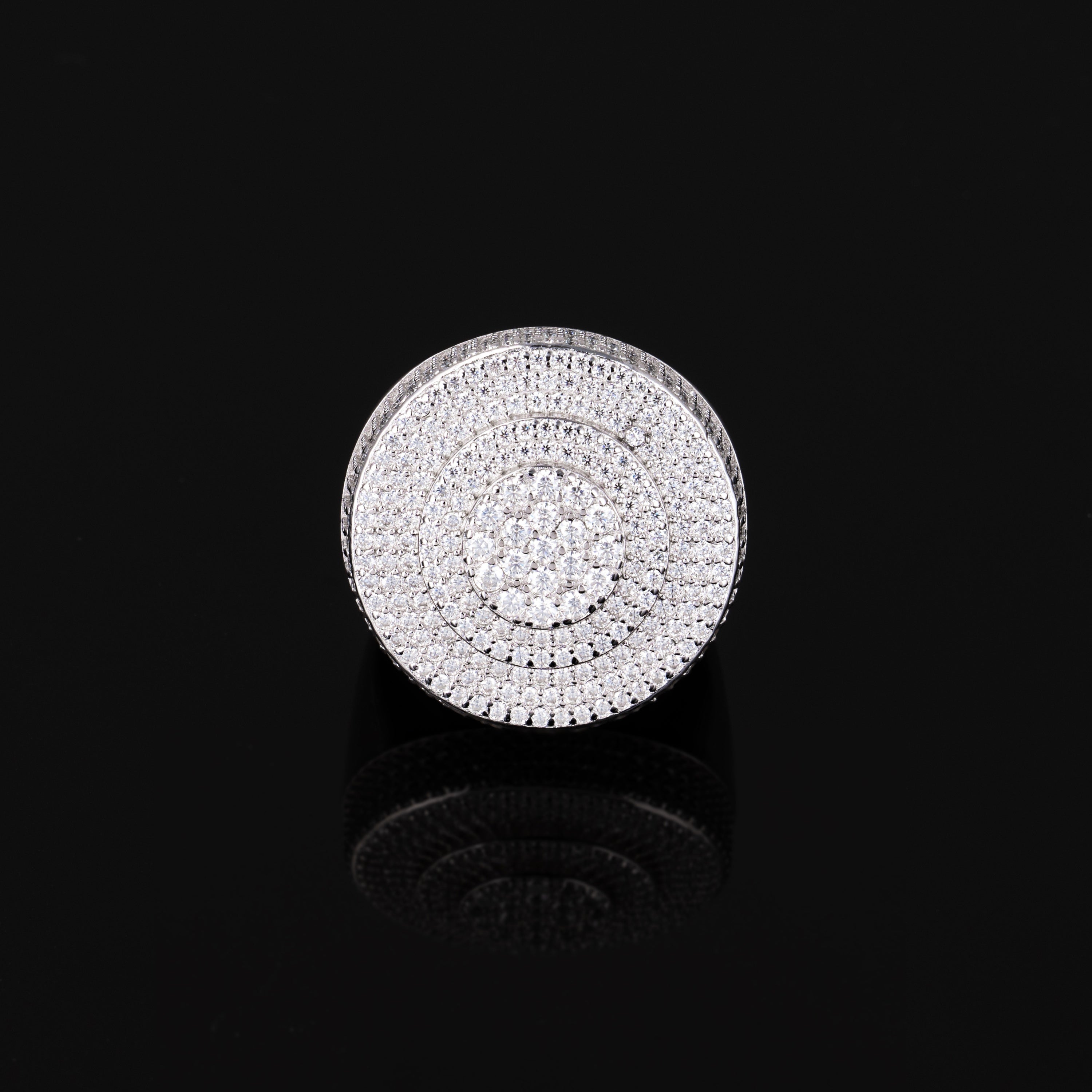 Iced Out Circle Signet Ring – Moissanite Statement Ring for Men – alternate product view 2