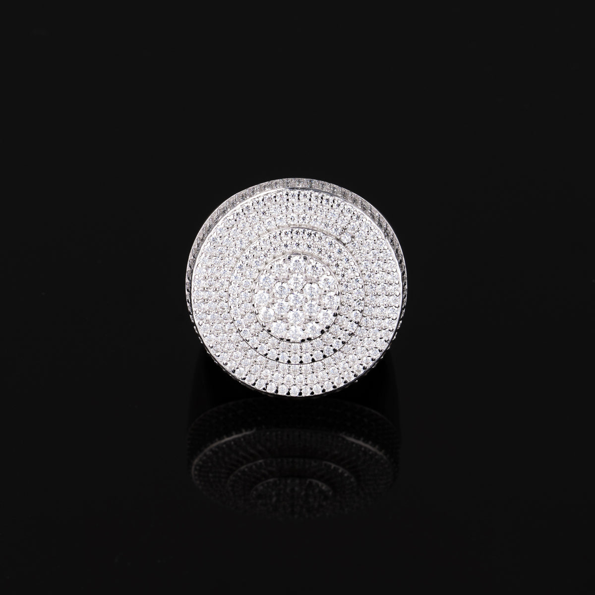 Iced Out Circle Signet Ring – Moissanite Statement Ring for Men – alternate product view 2