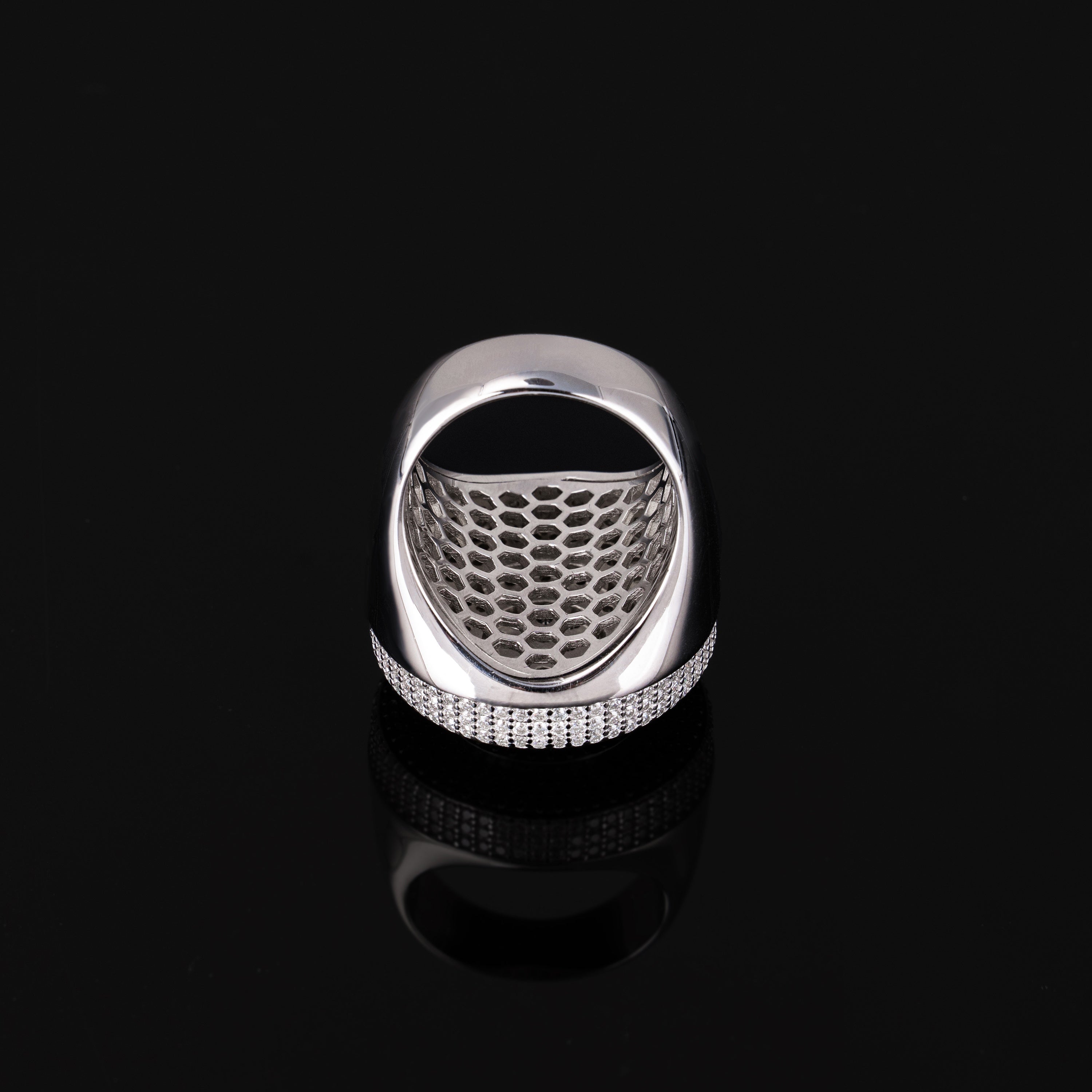 Iced Out Circle Signet Ring – Moissanite Statement Ring for Men – alternate product view 4