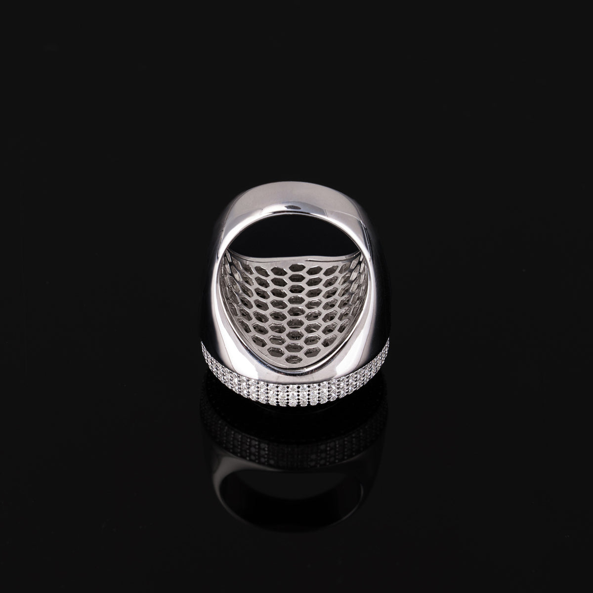 Iced Out Circle Signet Ring – Moissanite Statement Ring for Men – alternate product view 4