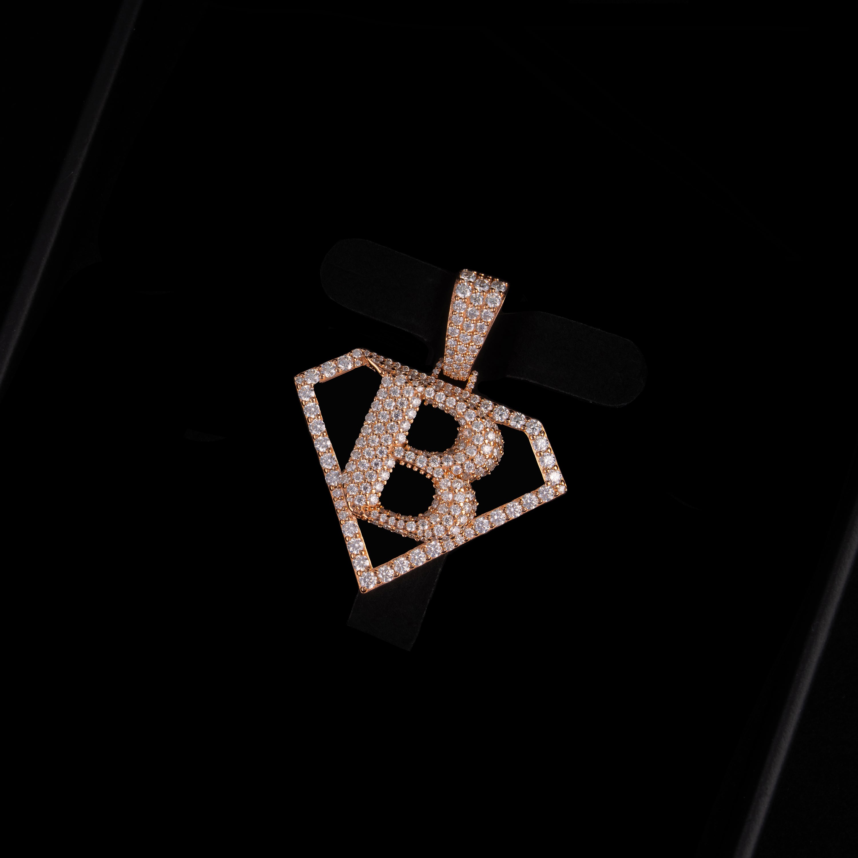 Moissanite Diamond-Shaped Letter B Pendant – alternate product view 8