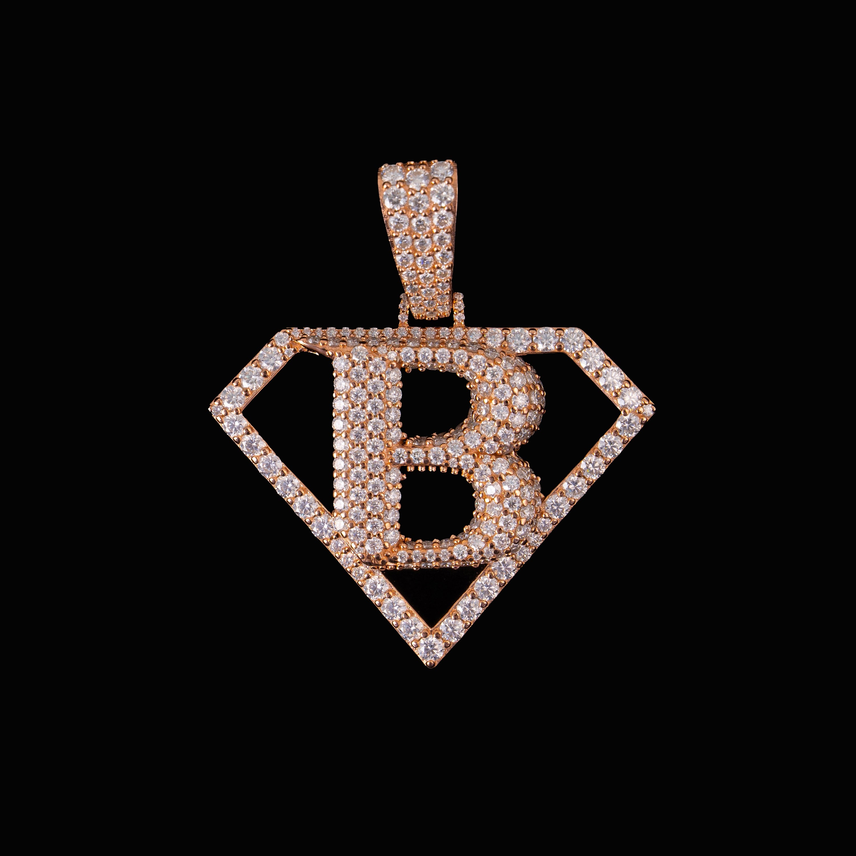 Moissanite Diamond-Shaped Letter B Pendant – alternate product view 5