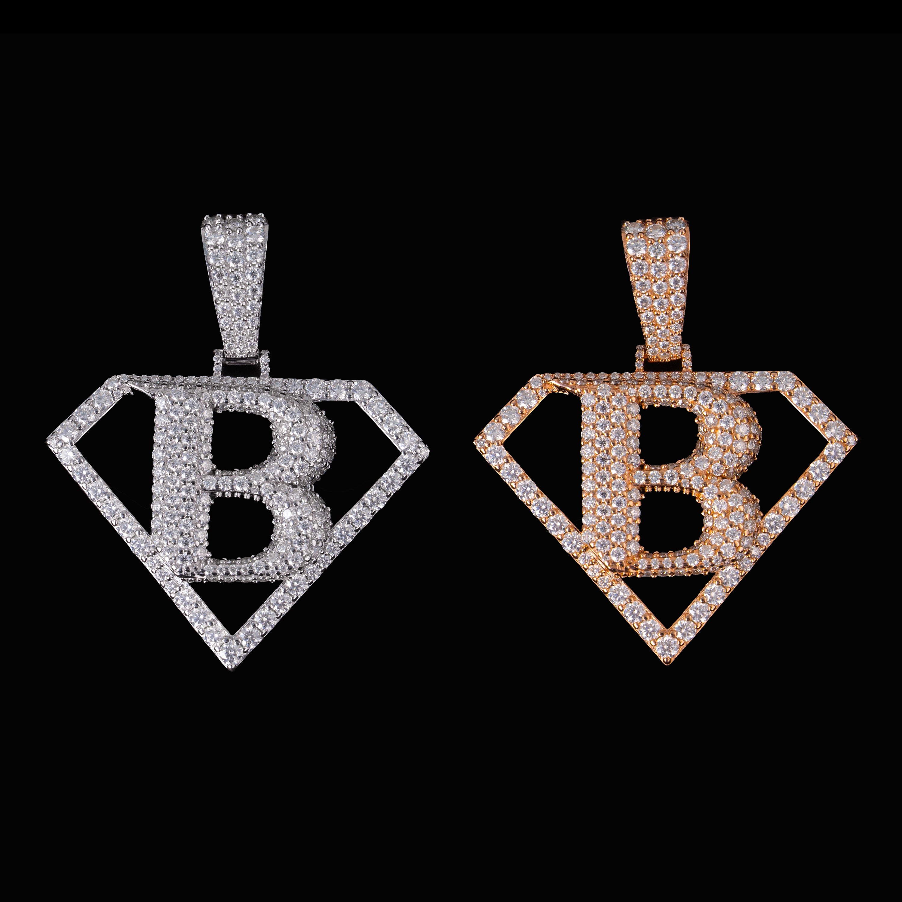 Moissanite Diamond-Shaped Letter B Pendant by Sommarnox