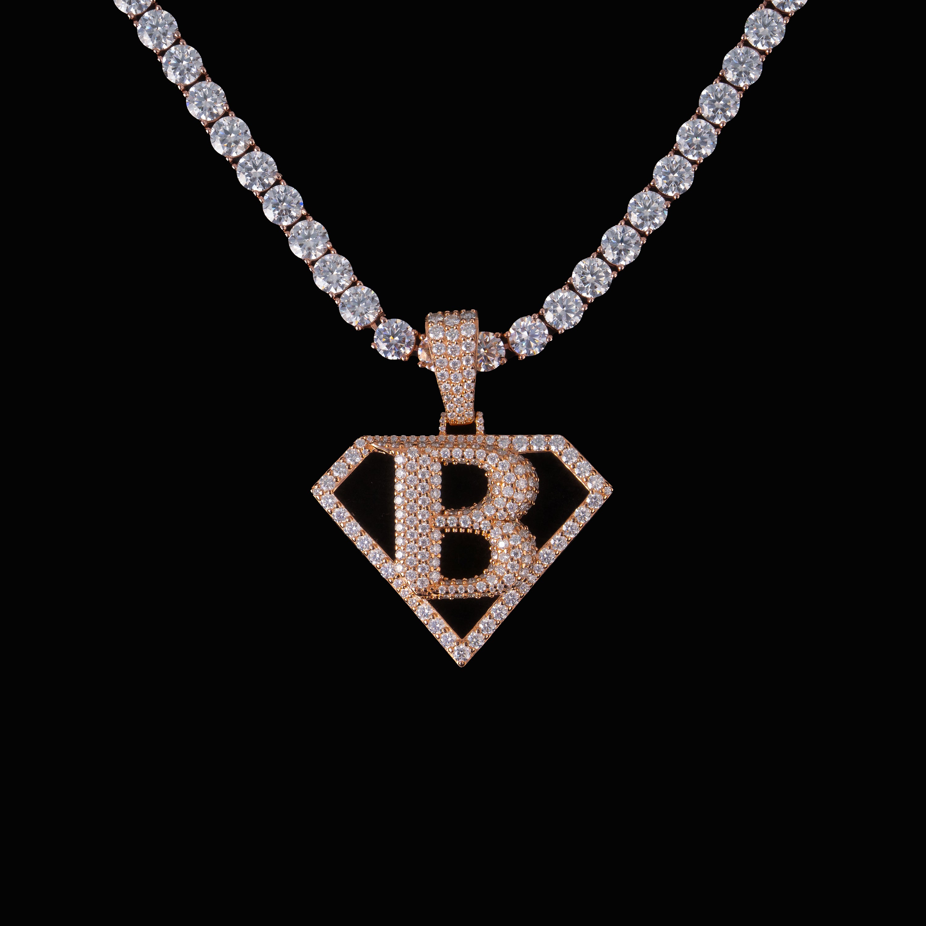 Moissanite Diamond-Shaped Letter B Pendant – alternate product view 7