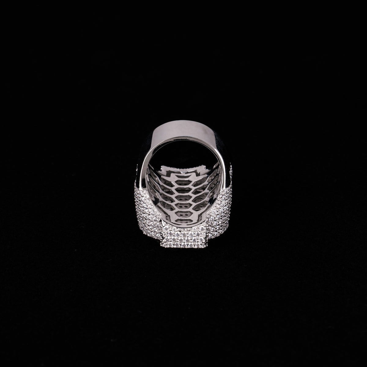 Iced Out Dollar Sign Moissanite Ring VVS Pavé Statement Ring – alternate product view 2