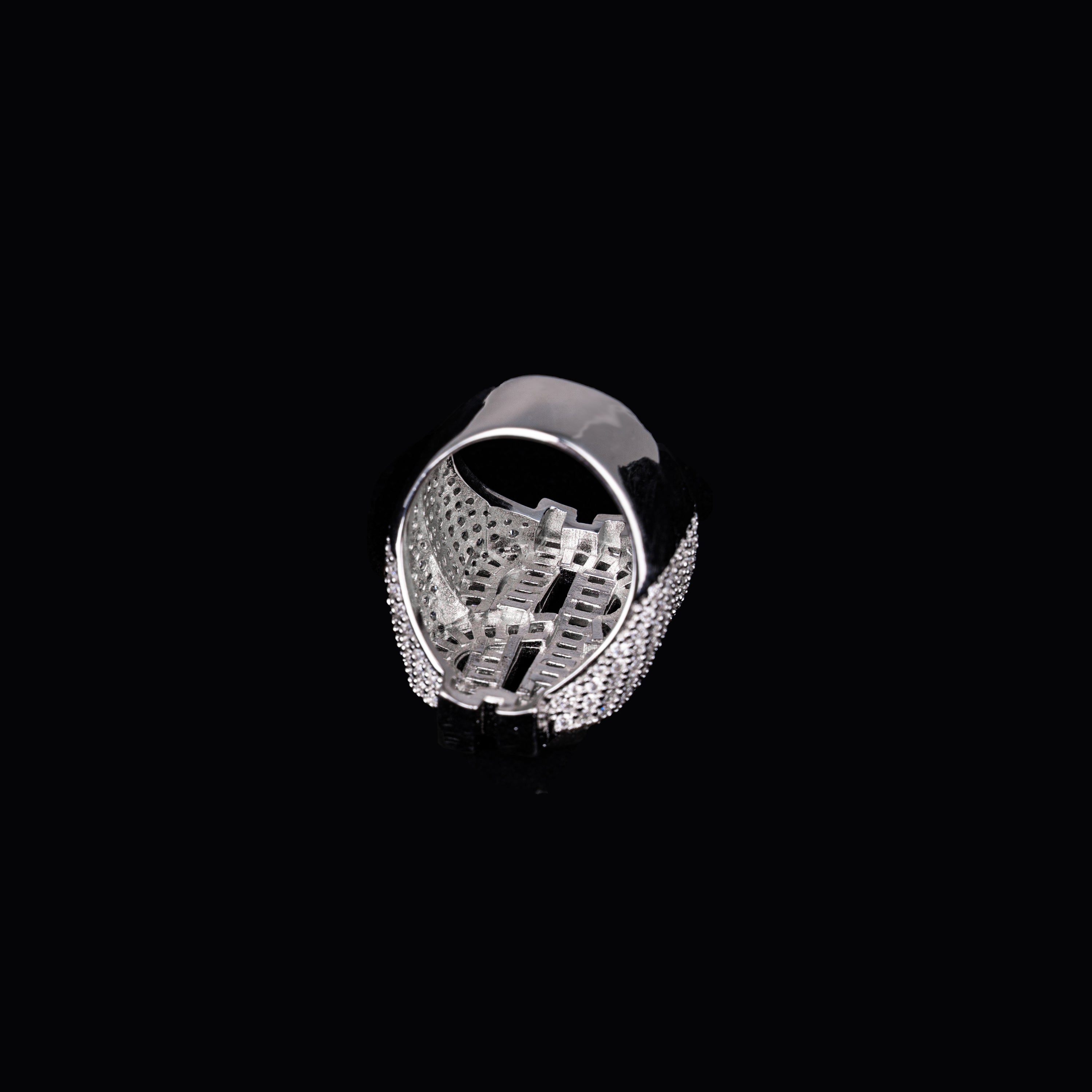 Iced Out Dollar Sign Baguette Moissanite Ring VVS Half Pavé Statement Ring – alternate product view 5