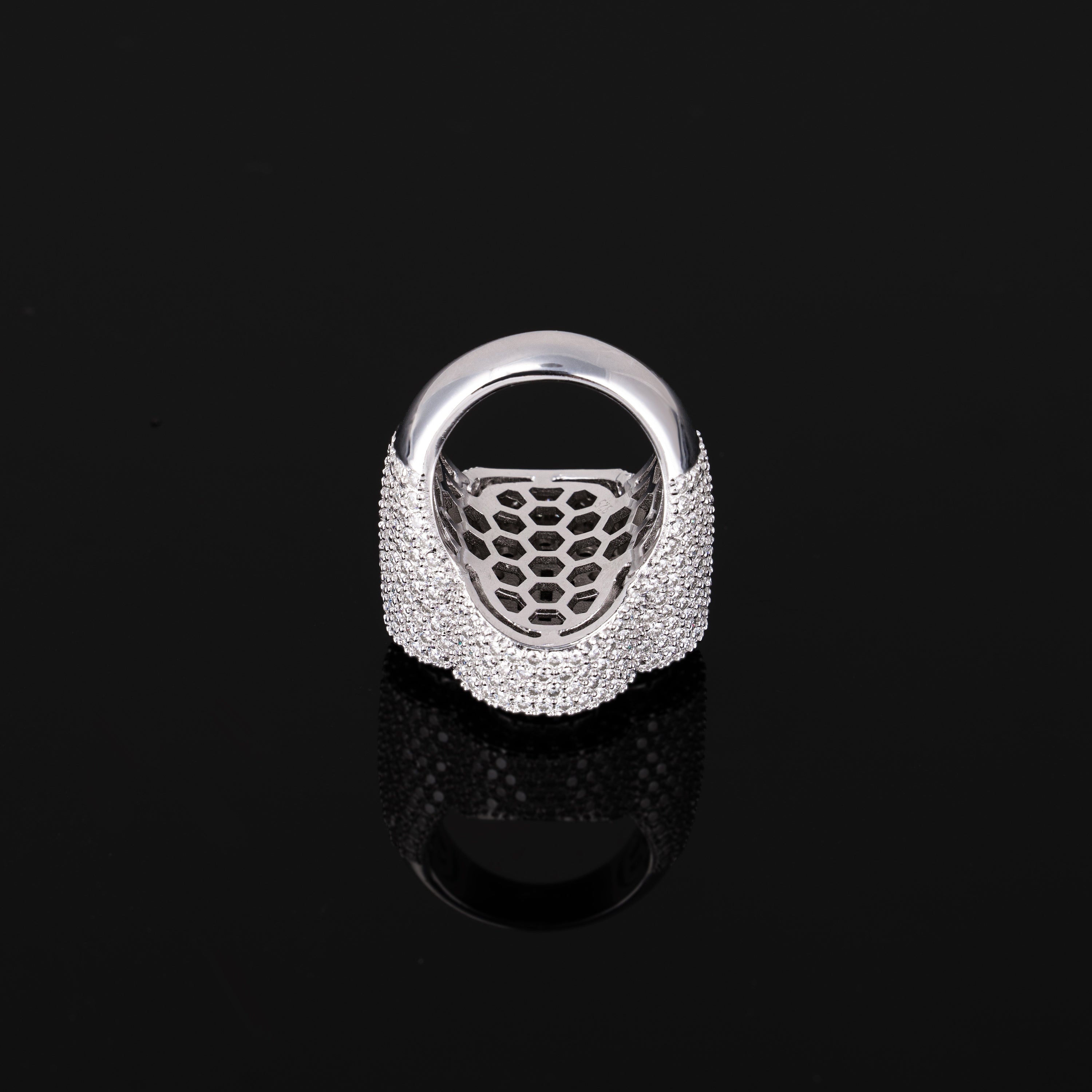 Moissanite Flower Shaped HipHop Ring – alternate product view 4