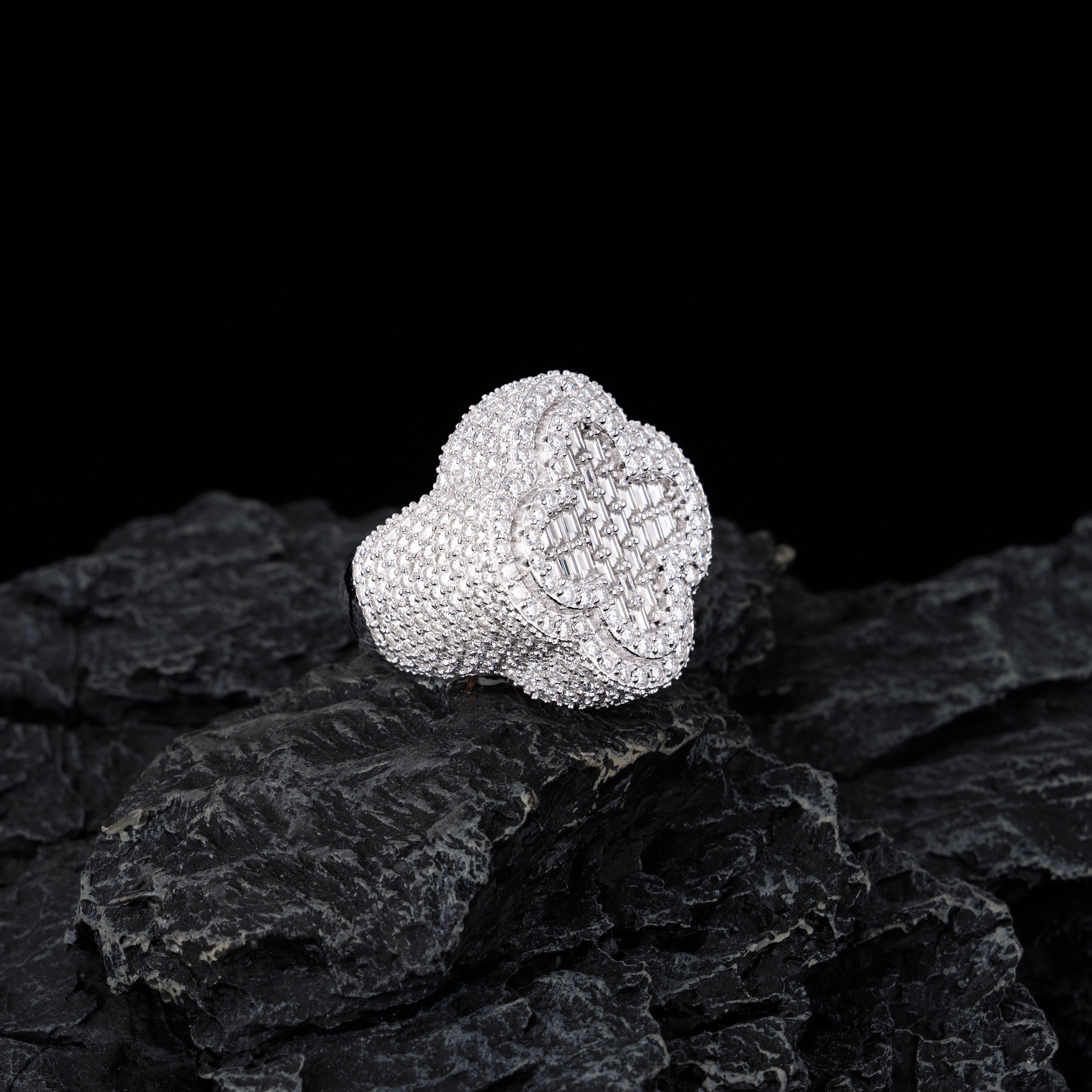 Moissanite Flower Shaped HipHop Ring – alternate product view 2