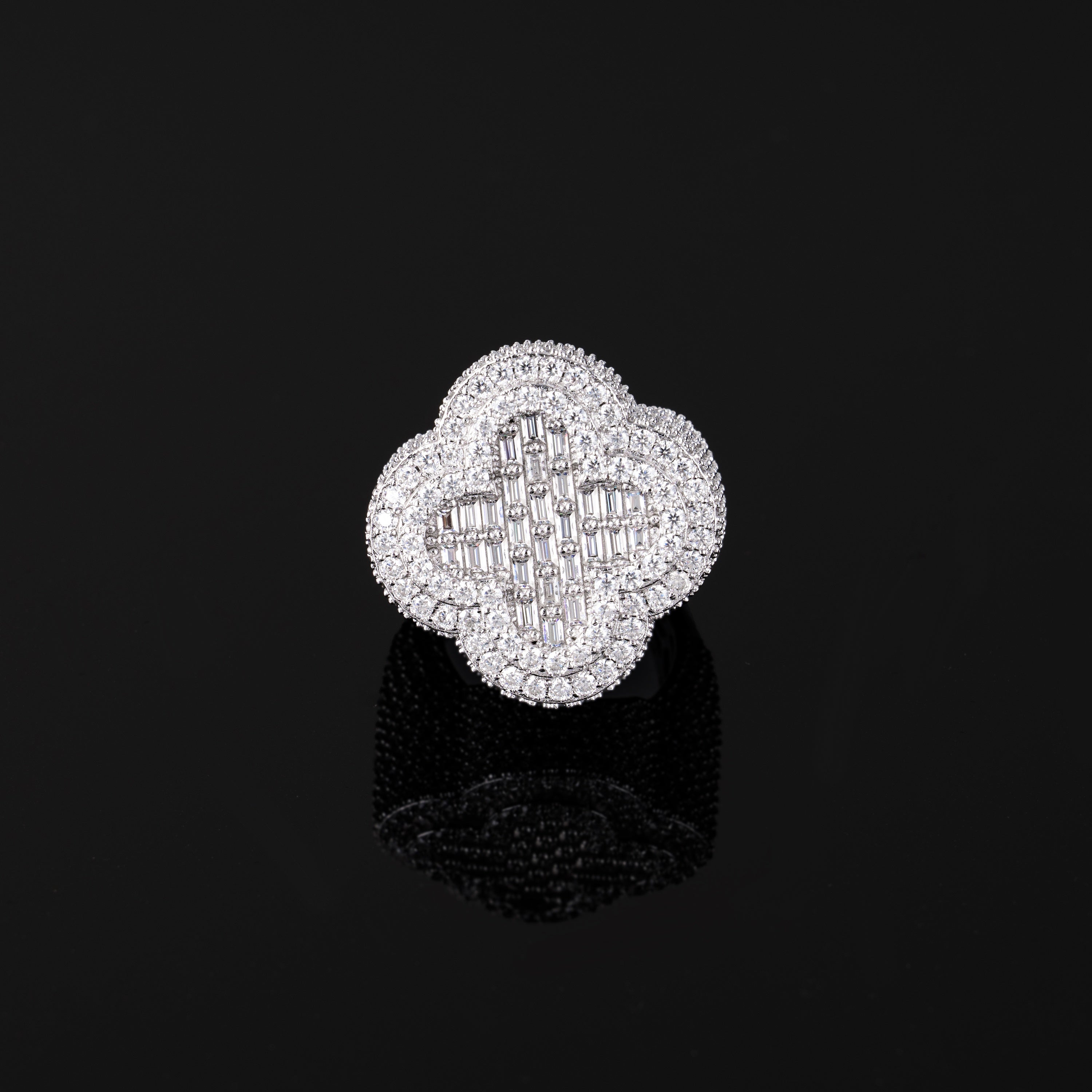 Moissanite Flower Shaped HipHop Ring – alternate product view 5