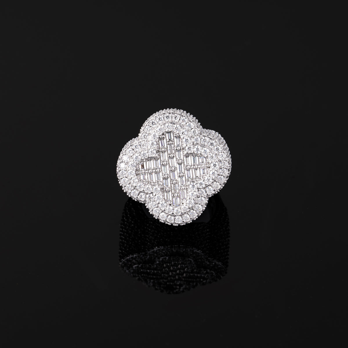 Moissanite Flower Shaped HipHop Ring – alternate product view 5