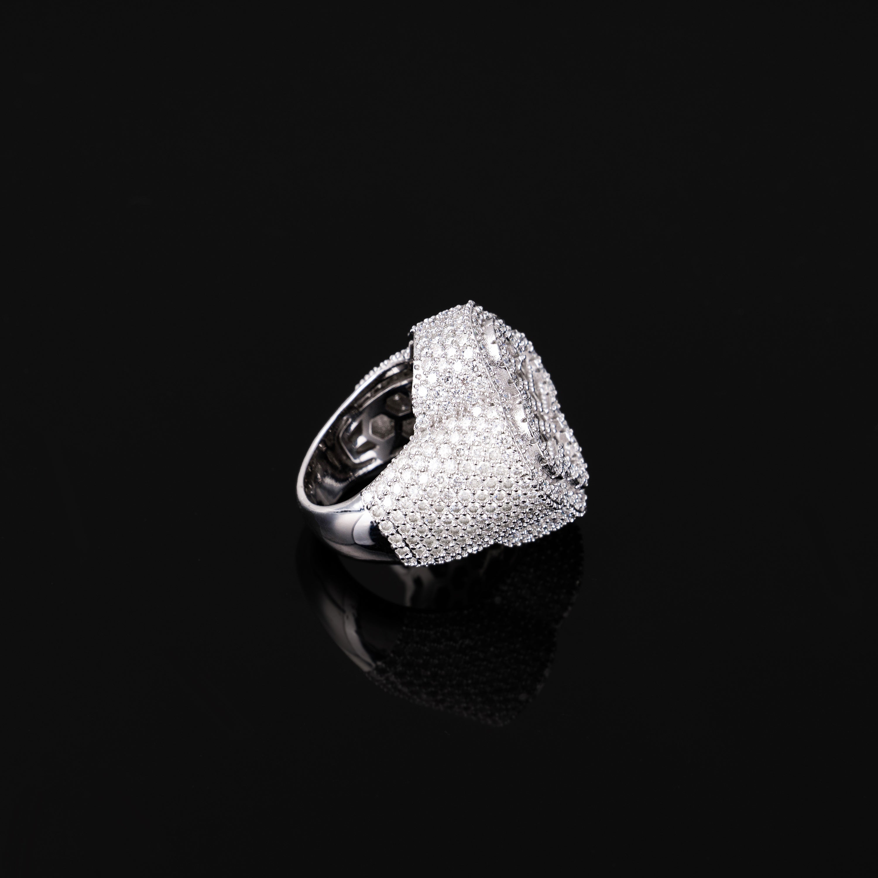Moissanite Flower Shaped HipHop Ring – alternate product view 3