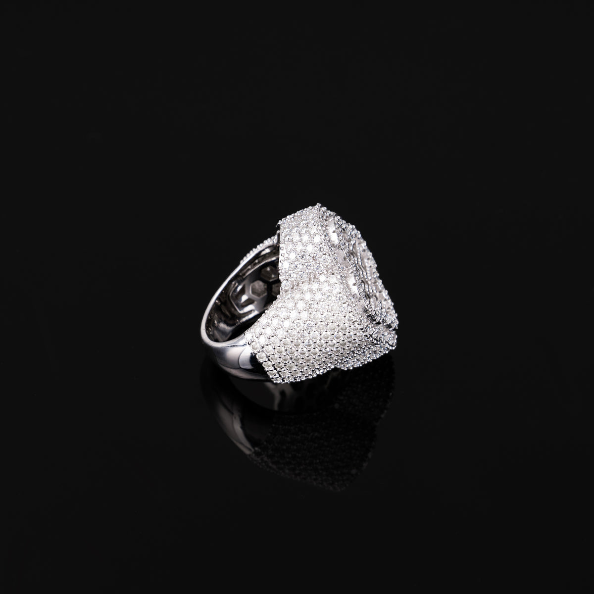 Moissanite Flower Shaped HipHop Ring – alternate product view 3