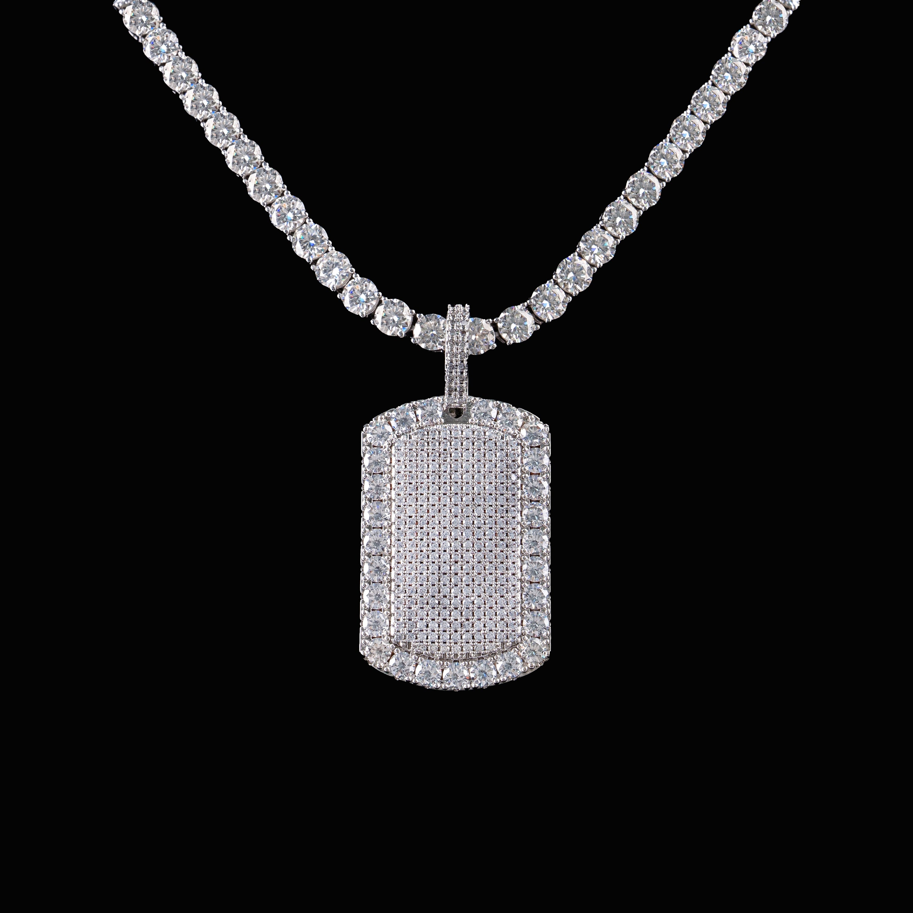 Moissanite Halo Dog Tag Pendant – alternate product view 2