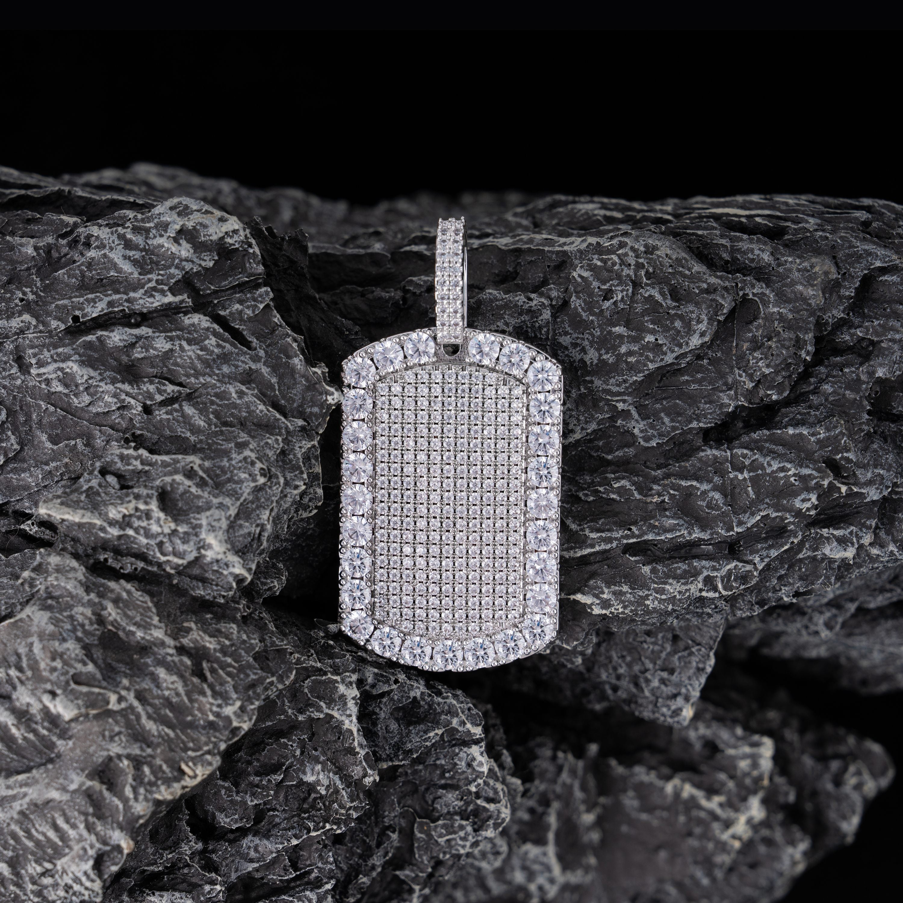 Moissanite Halo Dog Tag Pendant by Sommarnox
