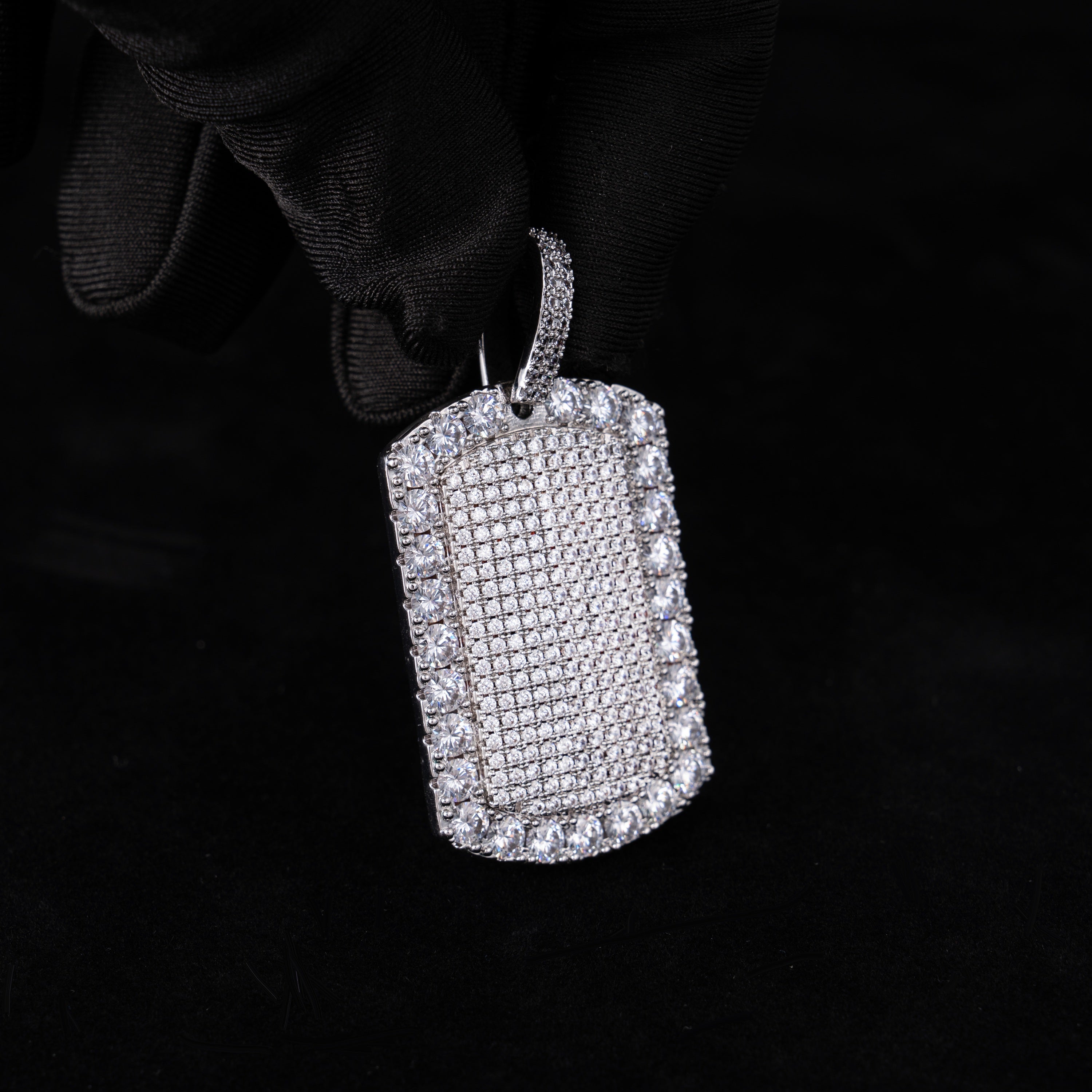 Moissanite Halo Dog Tag Pendant – alternate product view 4