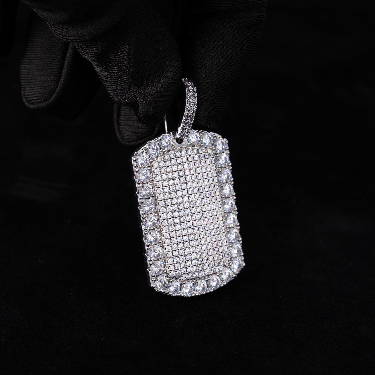 Moissanite Halo Dog Tag Pendant – alternate product view 4