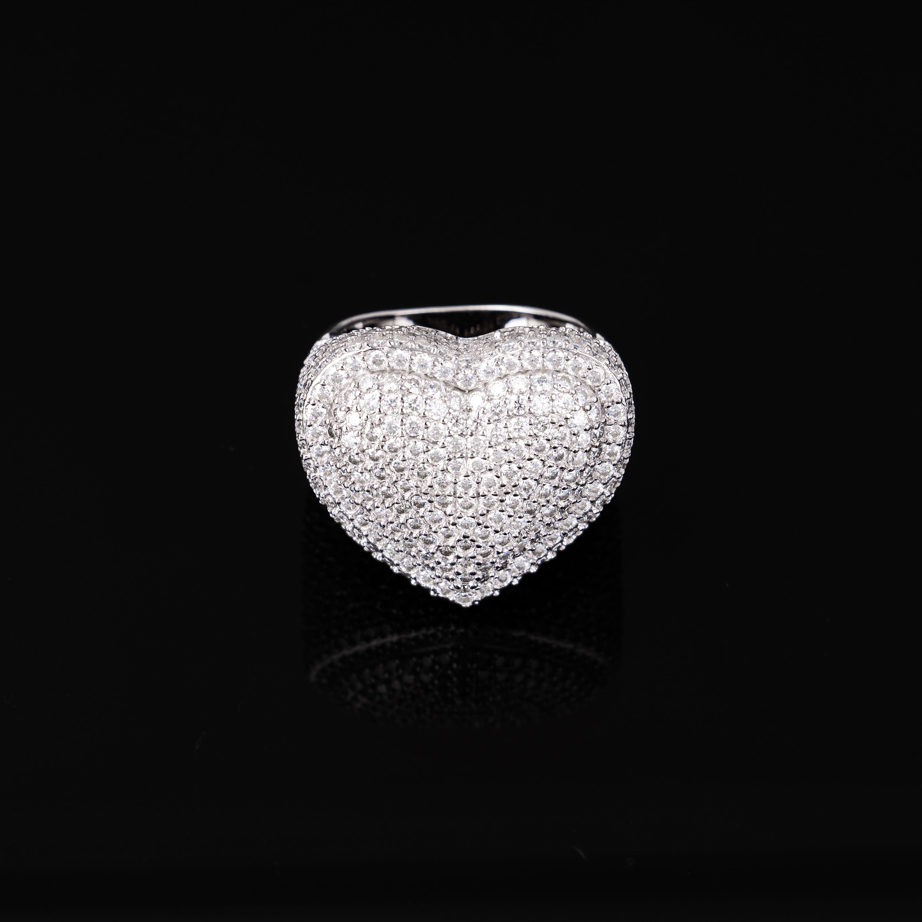 Iced Out Heart Moissanite Ring VVS Pavé Style by Sommarnox