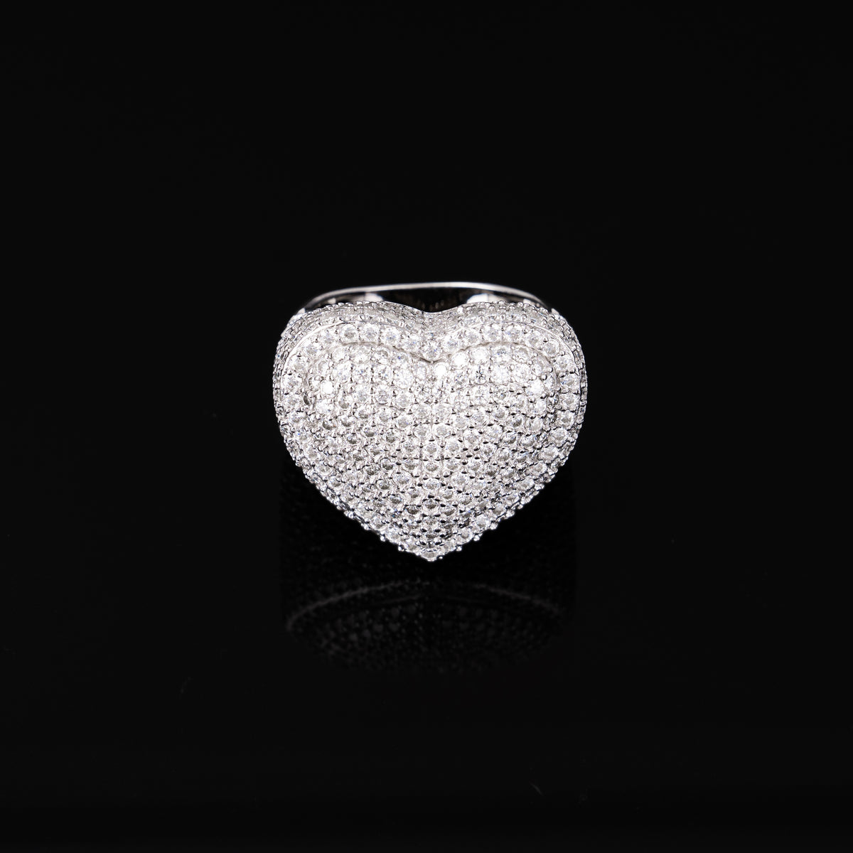 Iced Out Heart Moissanite Ring VVS Pavé Style by Sommarnox