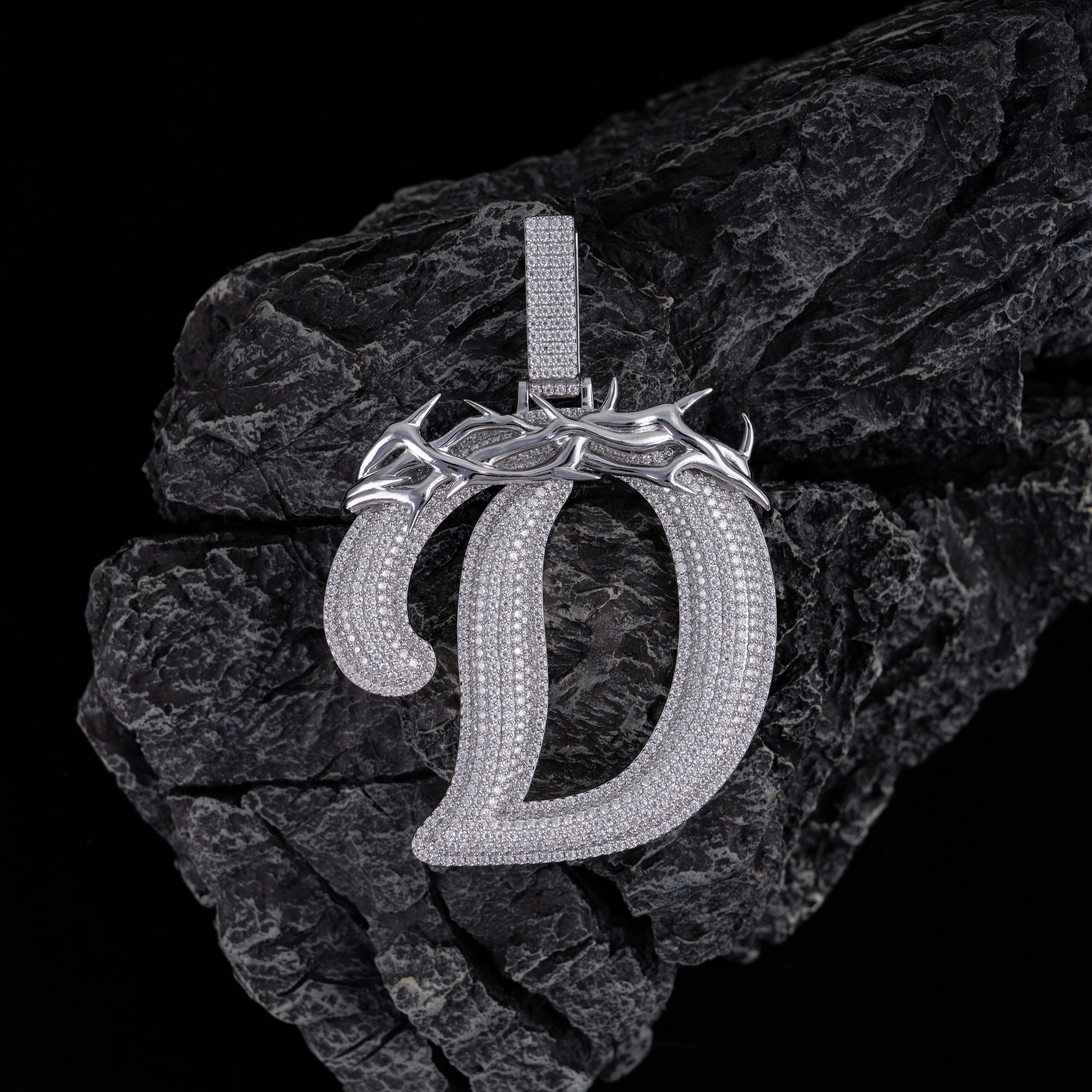 Moissanite Letter “D” Pendant – alternate product view 3