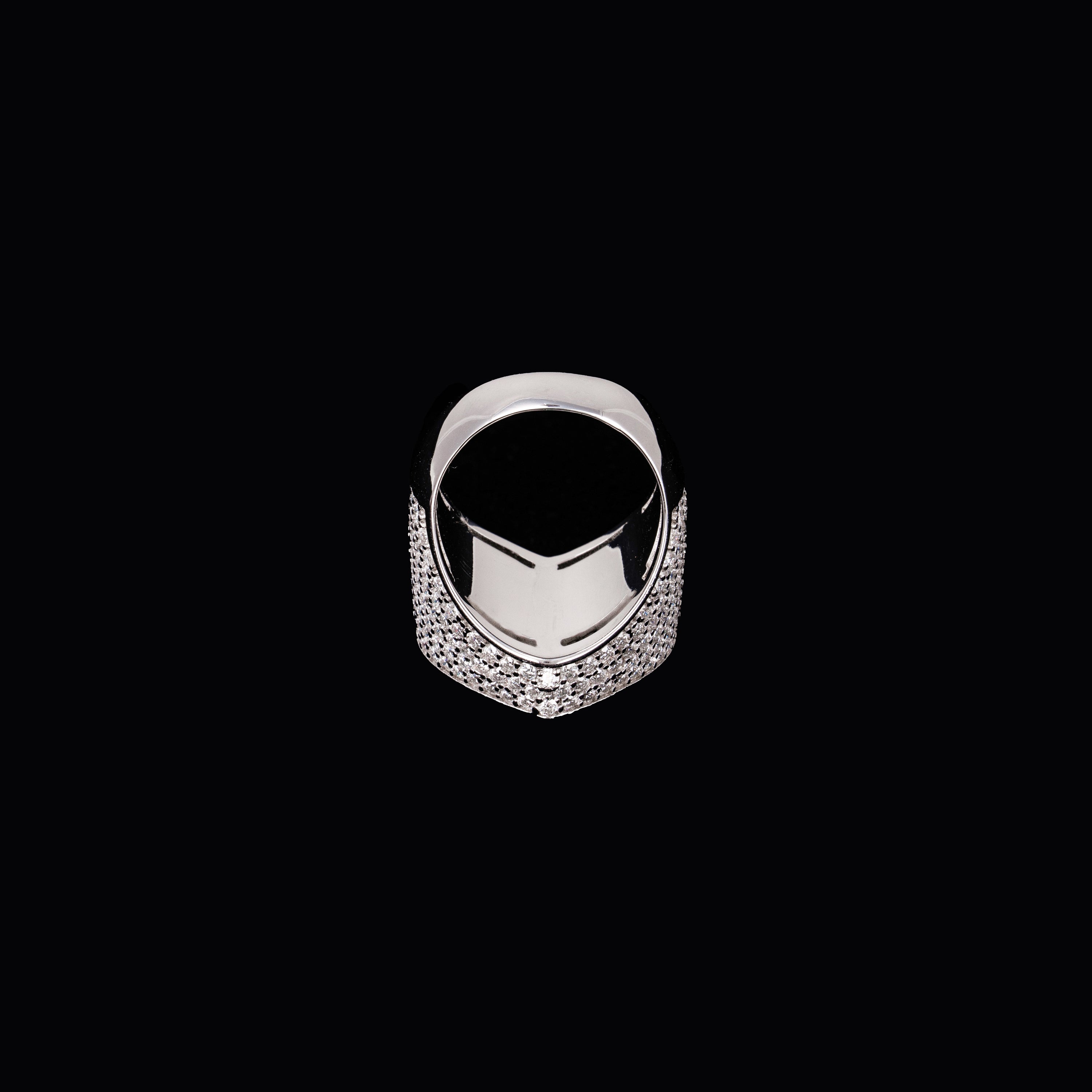Heart Shape Baguette Moissanite Ring Fully Iced Out VVS Half Pavé Band – alternate product view 2