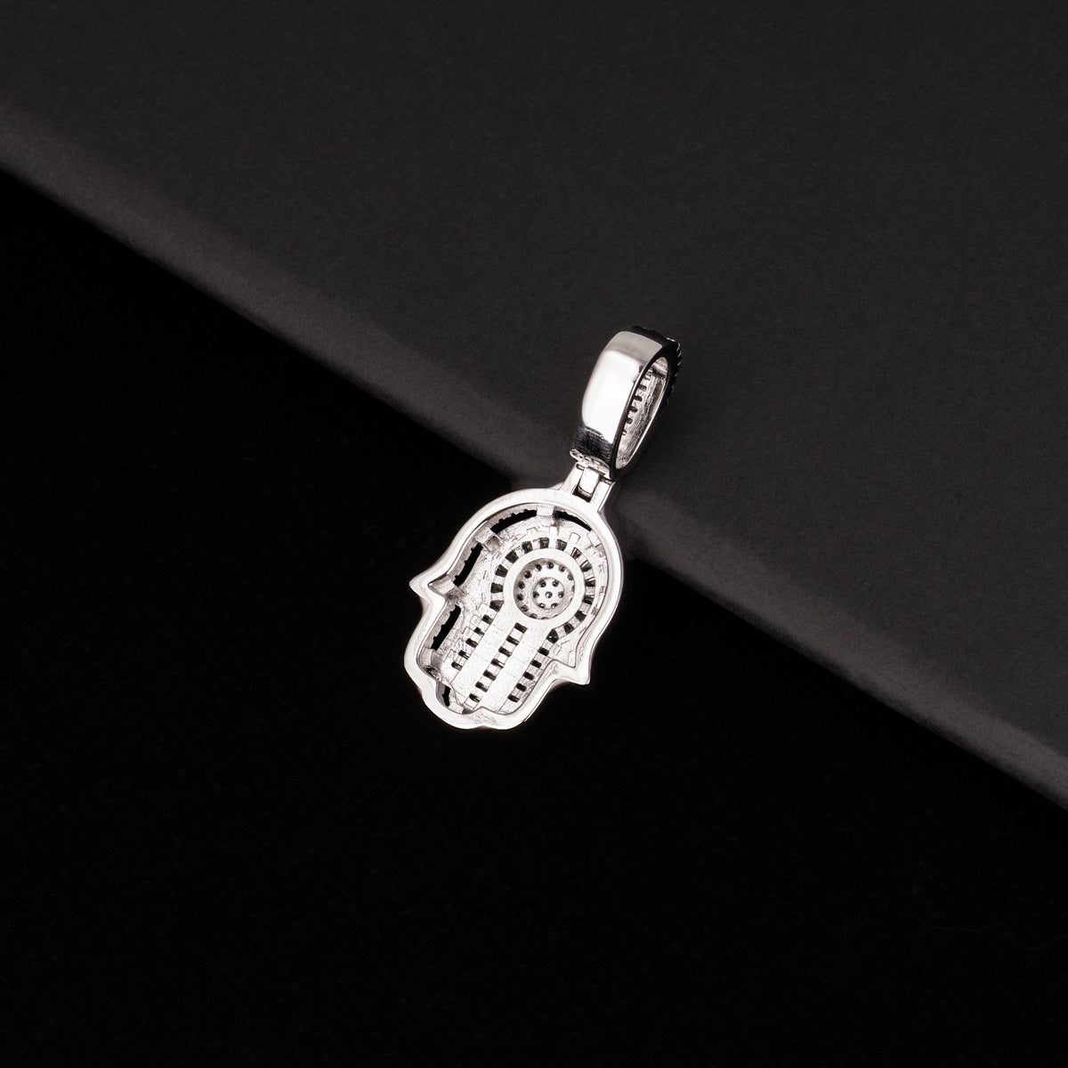 Iced Out Hamsa Hand Pendant – Baguette & Round Cut Moissanite Charm – alternate product view 8