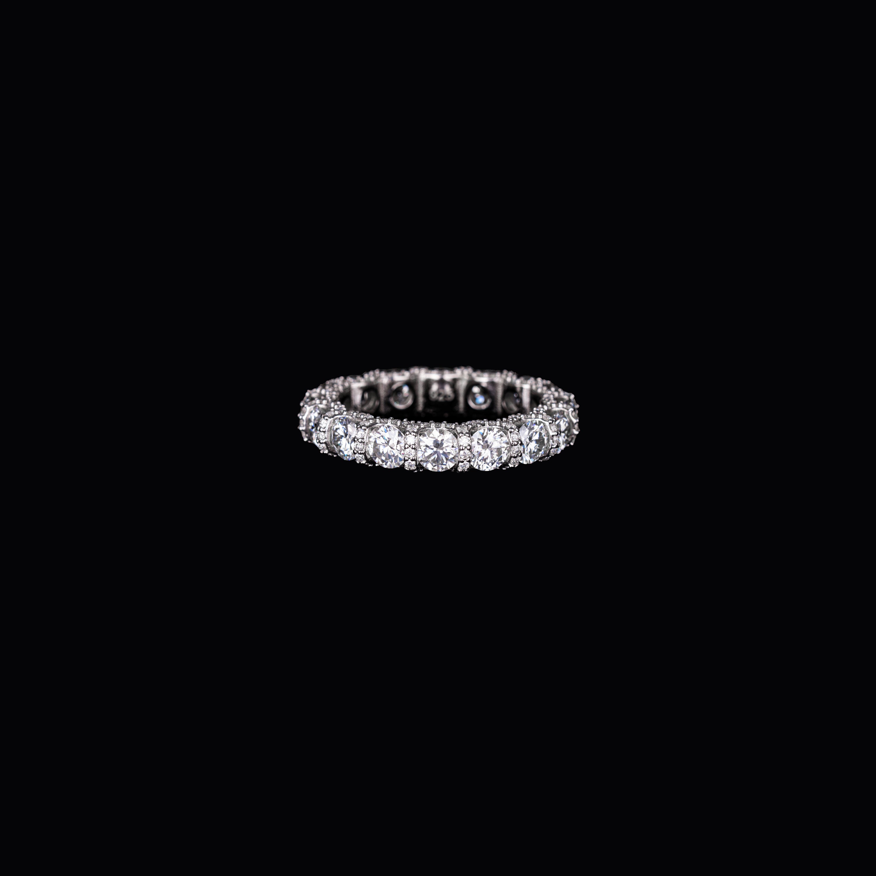 Moissanite Round Cut Full Ice Diamond Ring