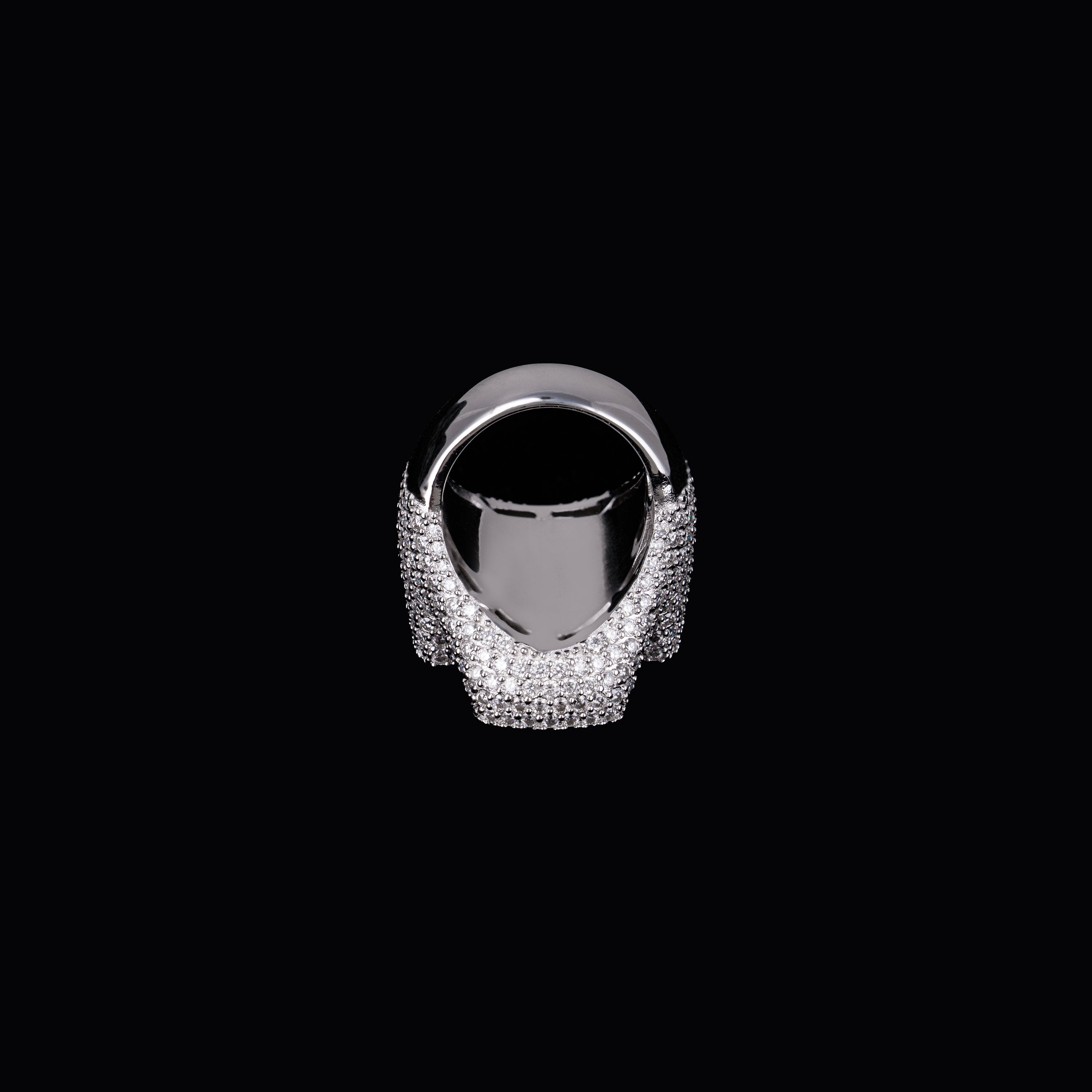 Iced Out Skull Cross Baguette Moissanite Ring VVS Half Pavé Statement Ring – alternate product view 5