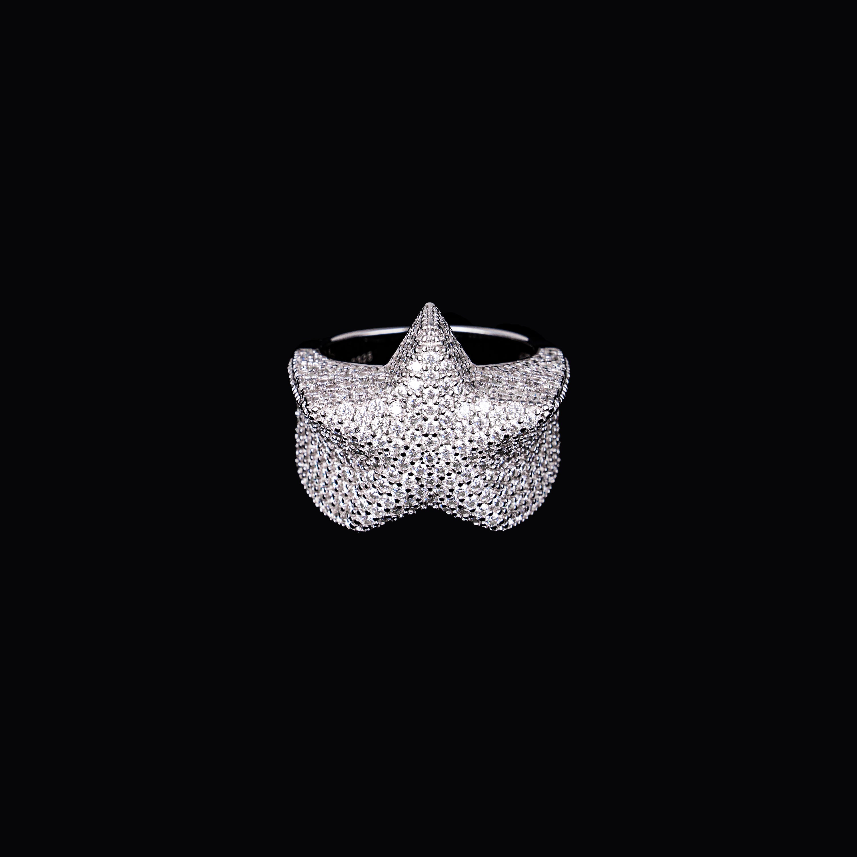 Iced Out Star Moissanite Ring VVS Half Pavé Statement Ring – alternate product view 2