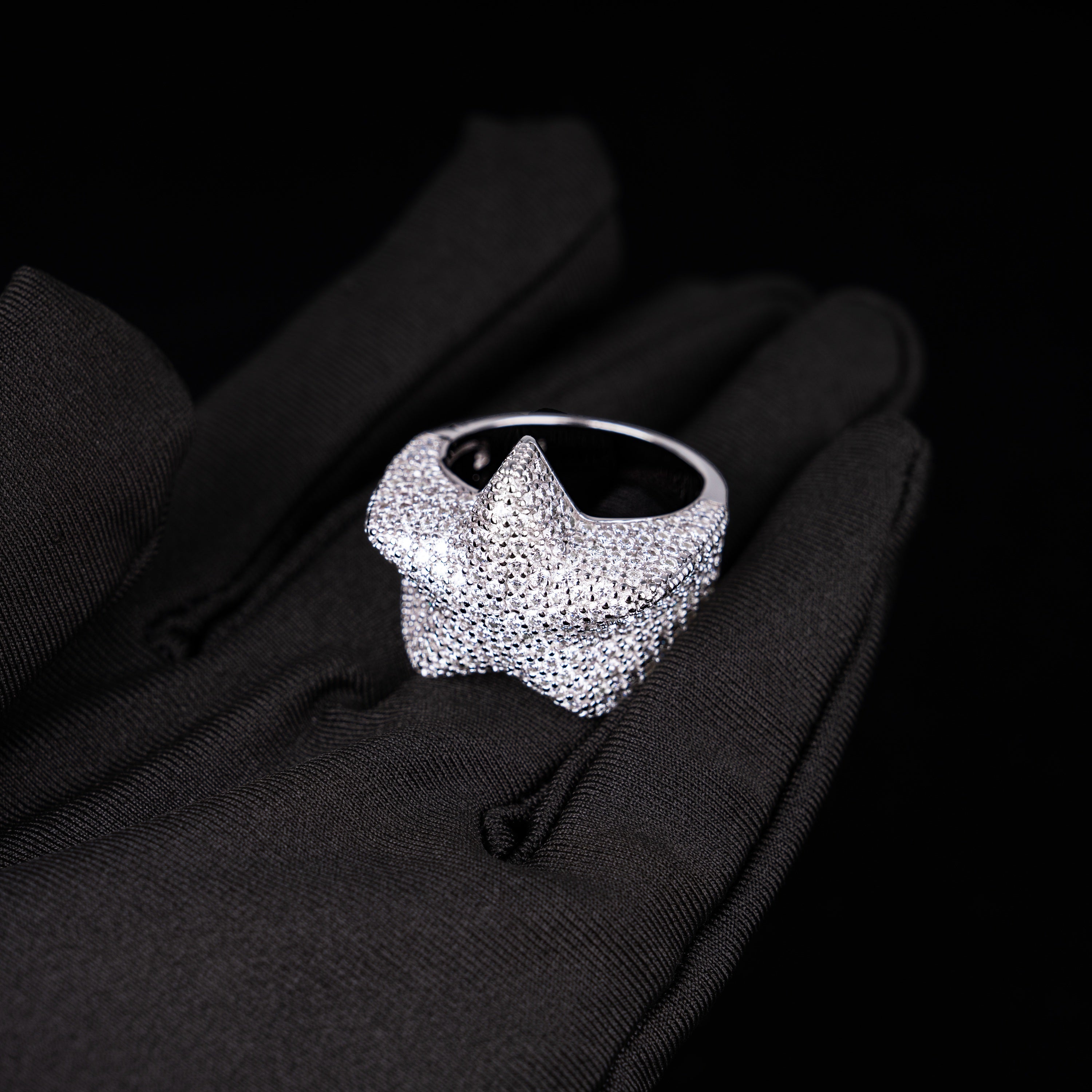Iced Out Star Moissanite Ring VVS Half Pavé Statement Ring – alternate product view 6