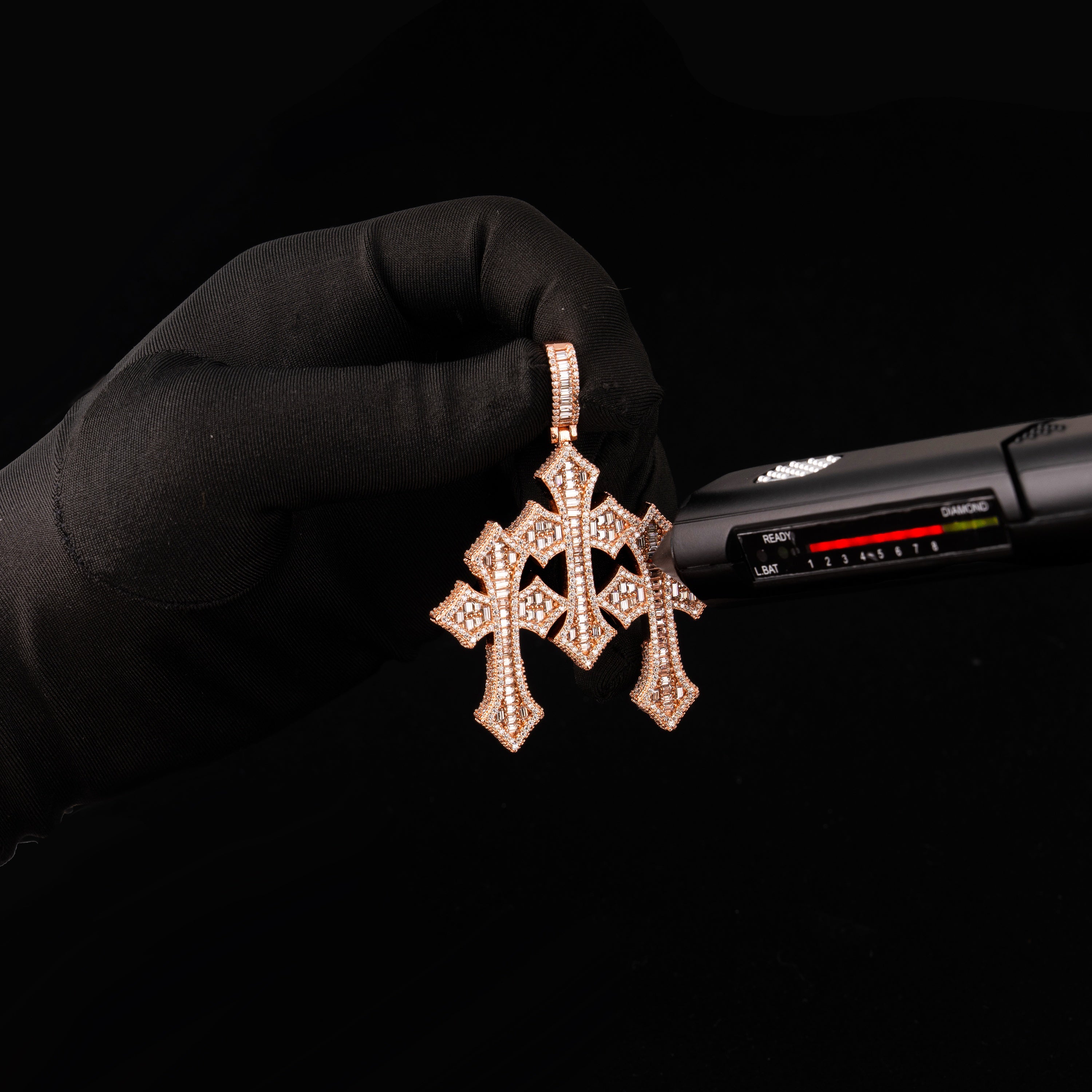 Moissanite Triple Cross Combination Pendant – alternate product view 6