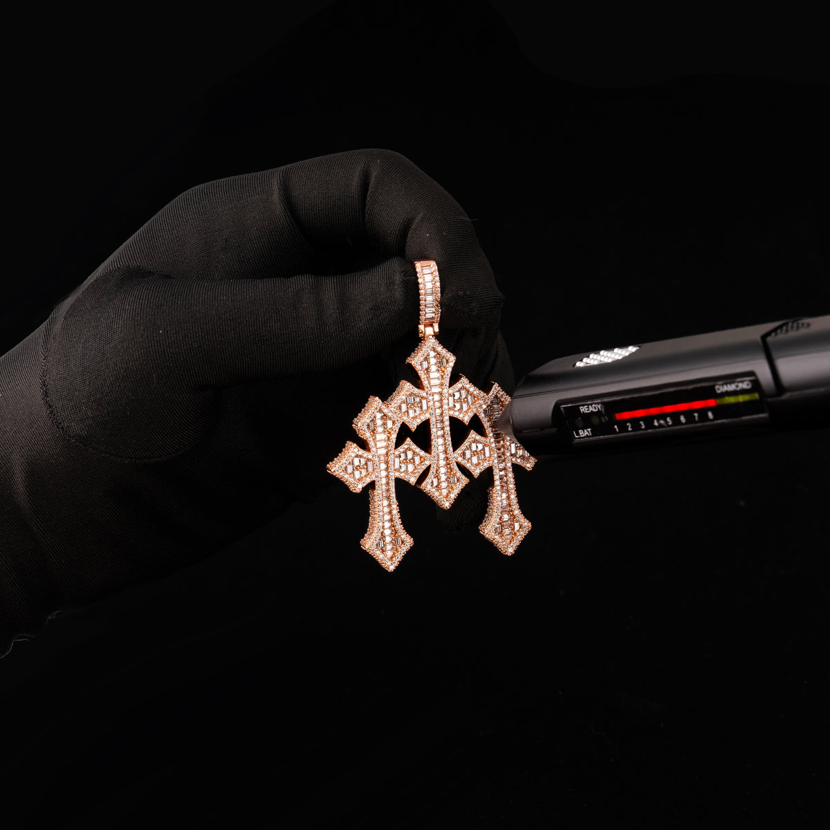 Moissanite Triple Cross Combination Pendant – alternate product view 6