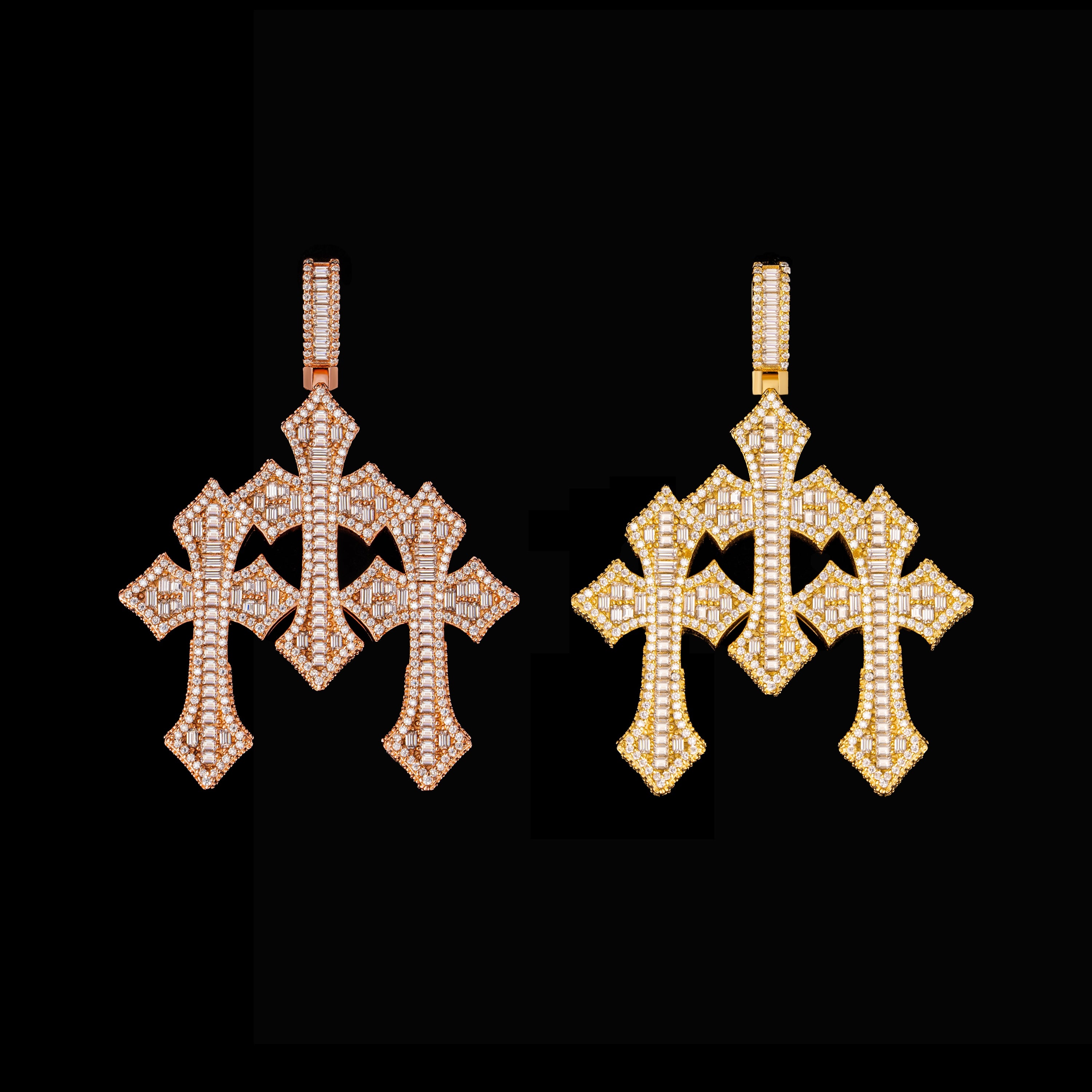 Moissanite Triple Cross Combination Pendant – alternate product view 3