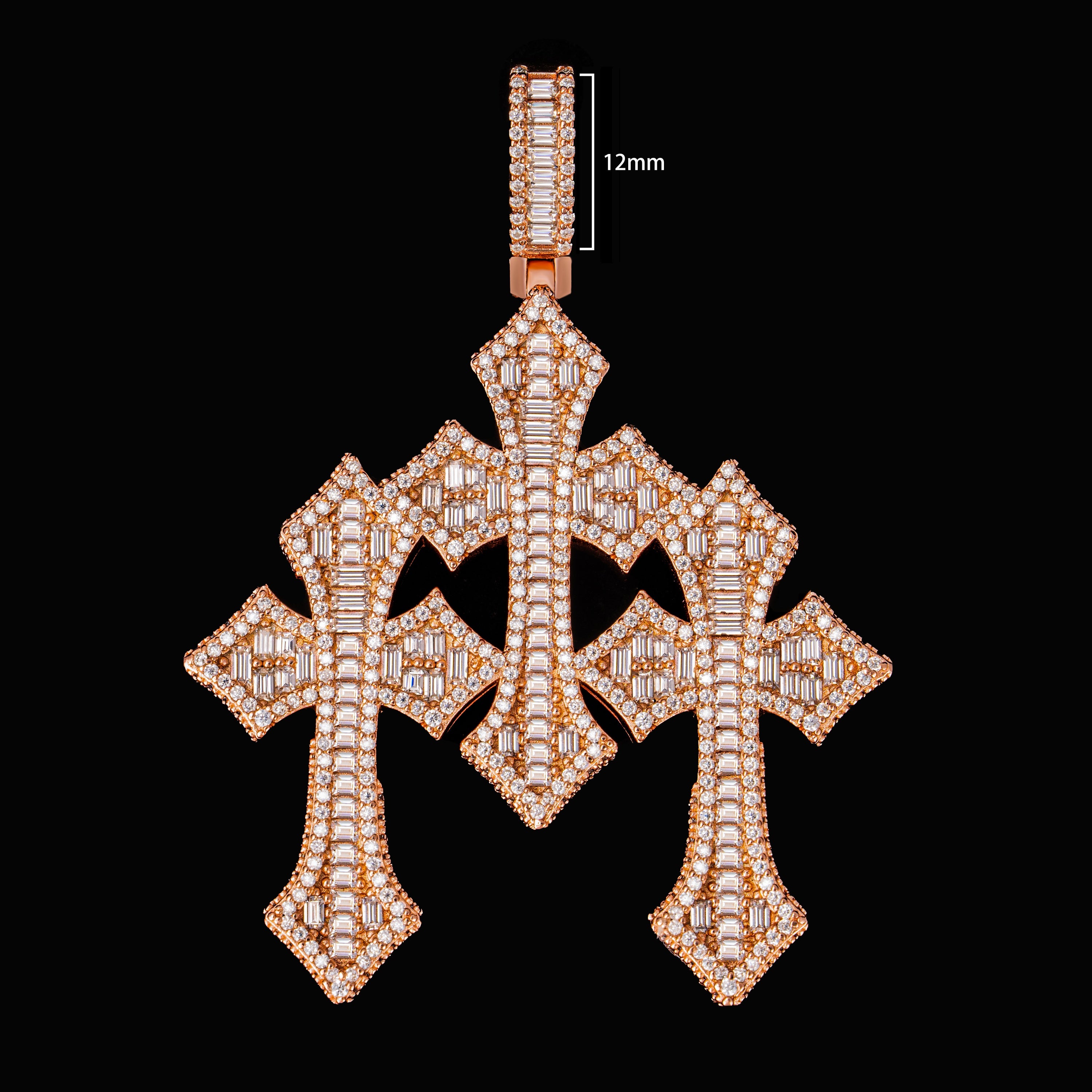 Moissanite Triple Cross Combination Pendant – alternate product view 4