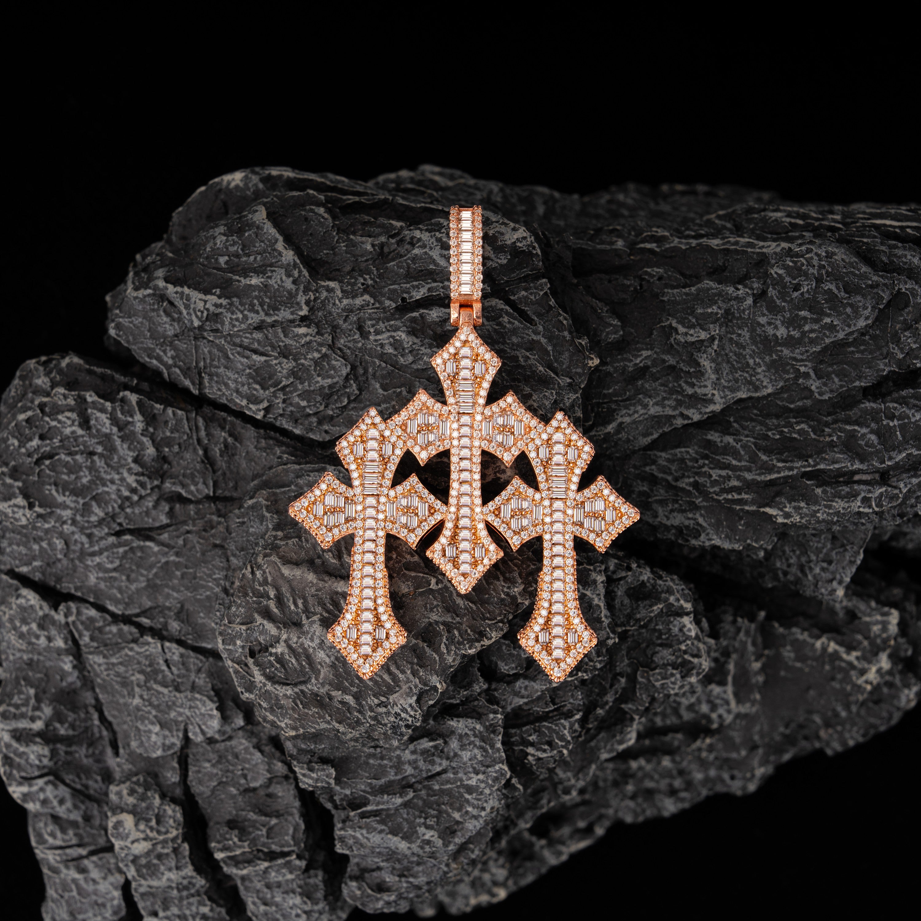 Moissanite Triple Cross Combination Pendant – alternate product view 5