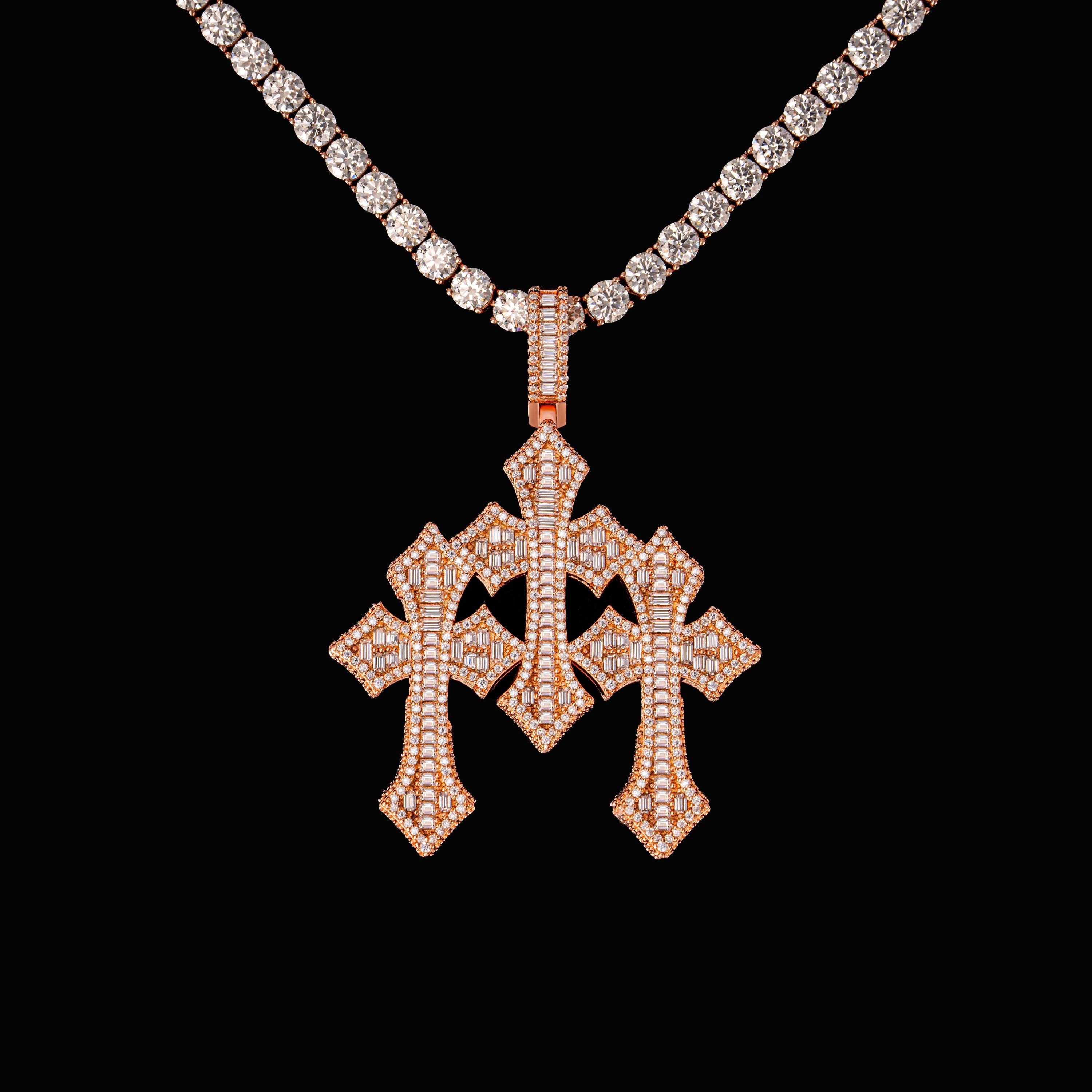 Moissanite Triple Cross Combination Pendant – alternate product view 7