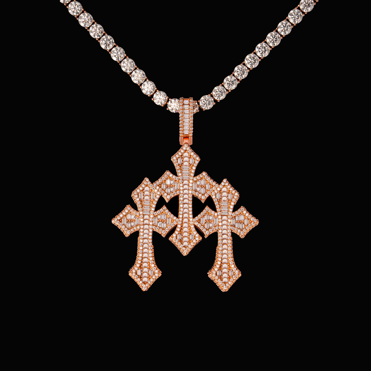 Moissanite Triple Cross Combination Pendant – alternate product view 7