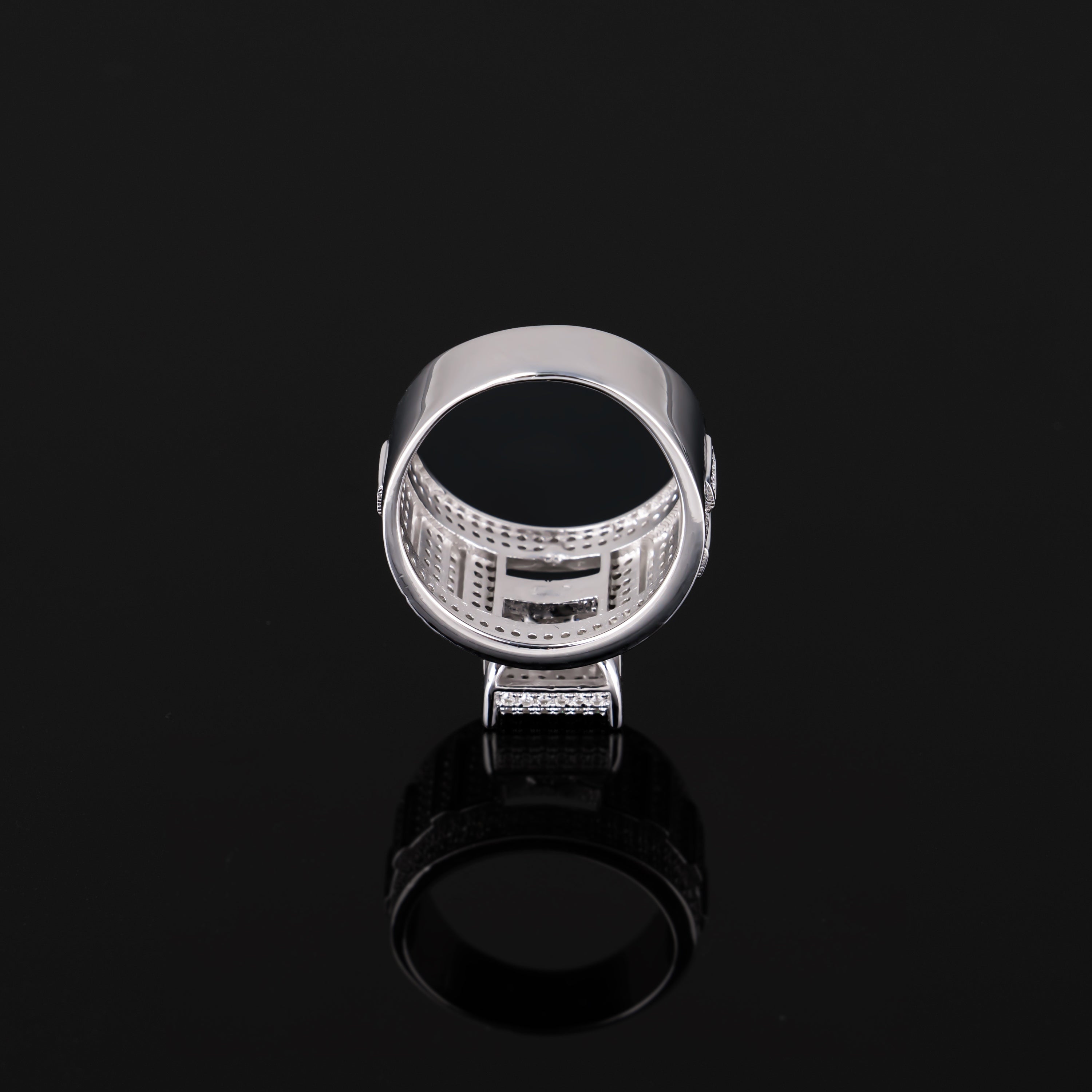 Square Cluster Moissanite Ring Fully Iced Out VVS Pavé Band Design – alternate product view 4