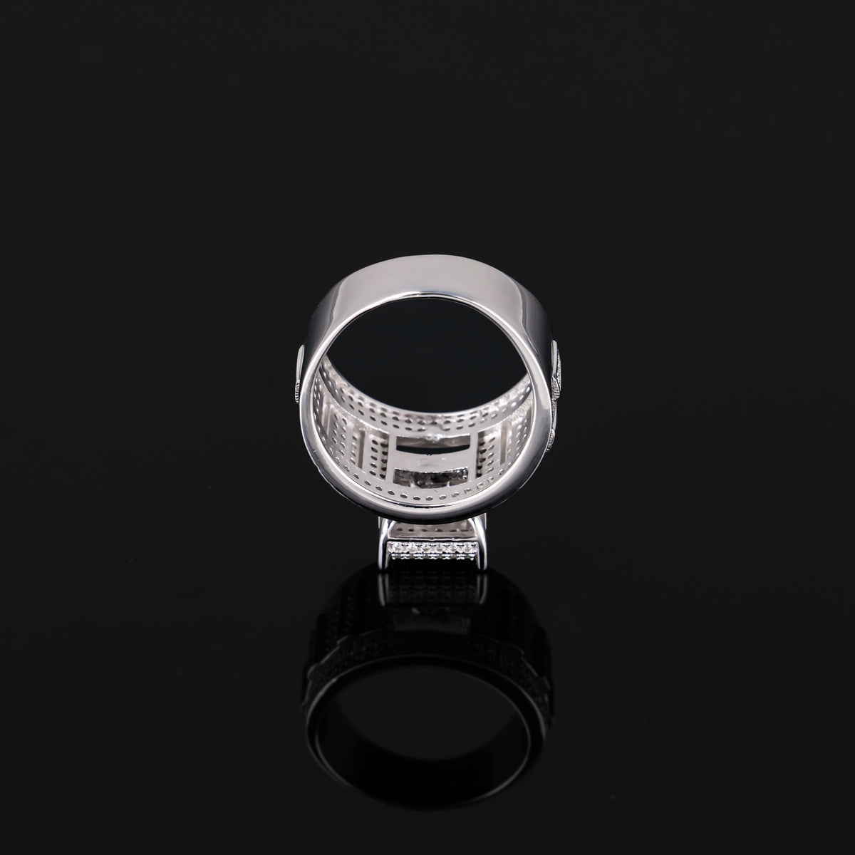 Square Cluster Moissanite Ring Fully Iced Out VVS Pavé Band Design – alternate product view 4